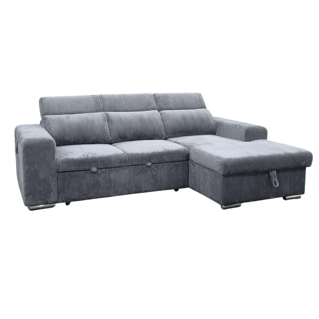 Shane Corduroy Fabric Storage Sofa Bed (245cm)