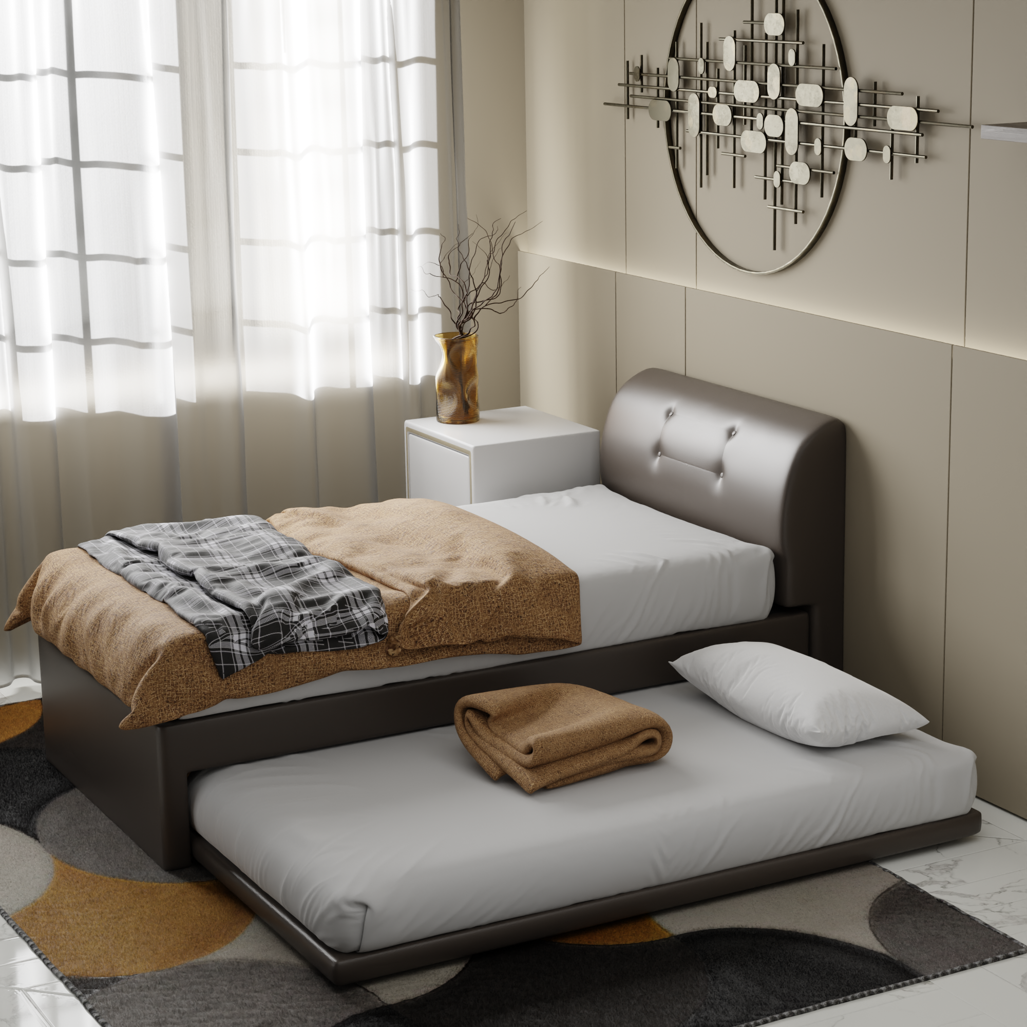 Calloway Faux Leather 3 in 1 Pull Out Bed