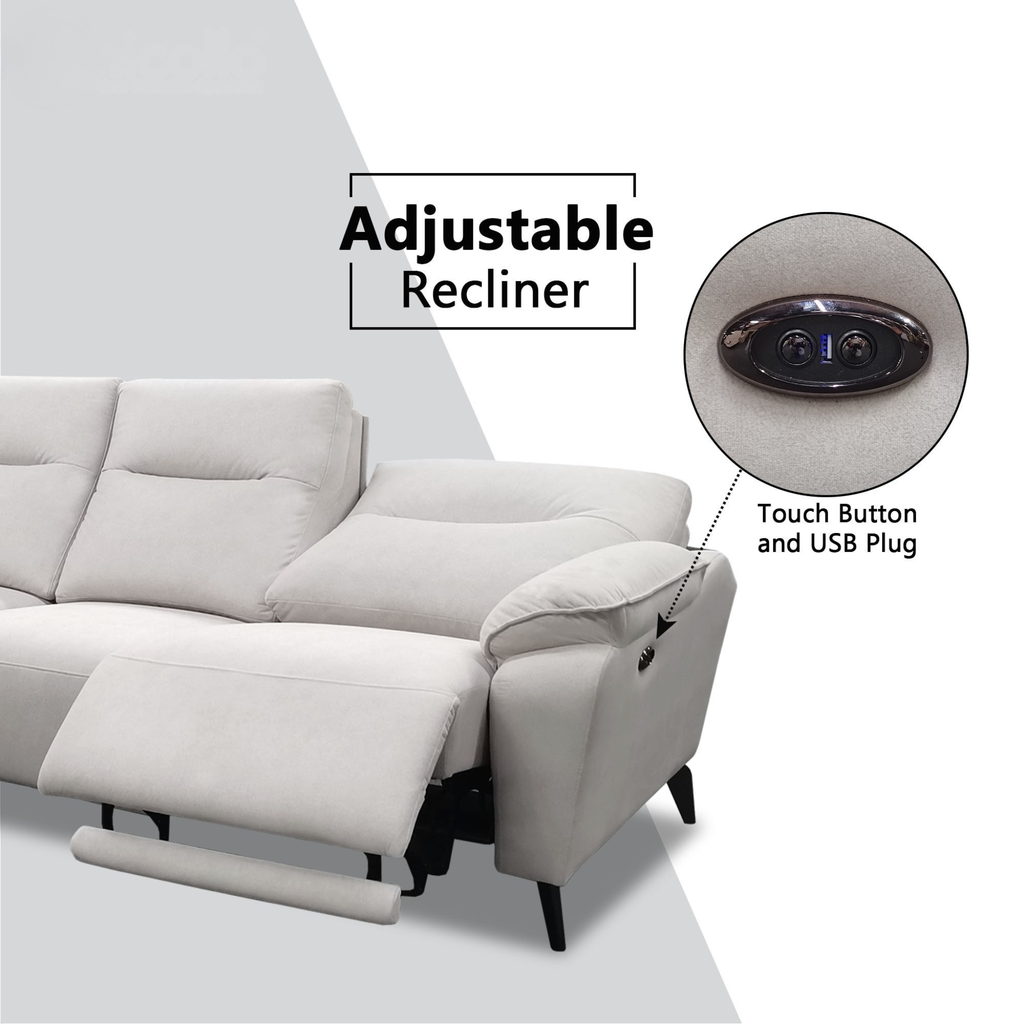 Ardyn Fabric Recliner L-Shaped Sofa by Esteller (Pet Friendly & Easy Clean)