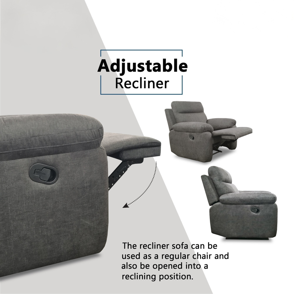 Arvelo Fabric Recliner Sofa by Esteller (Pet Friendly & Easy Clean)