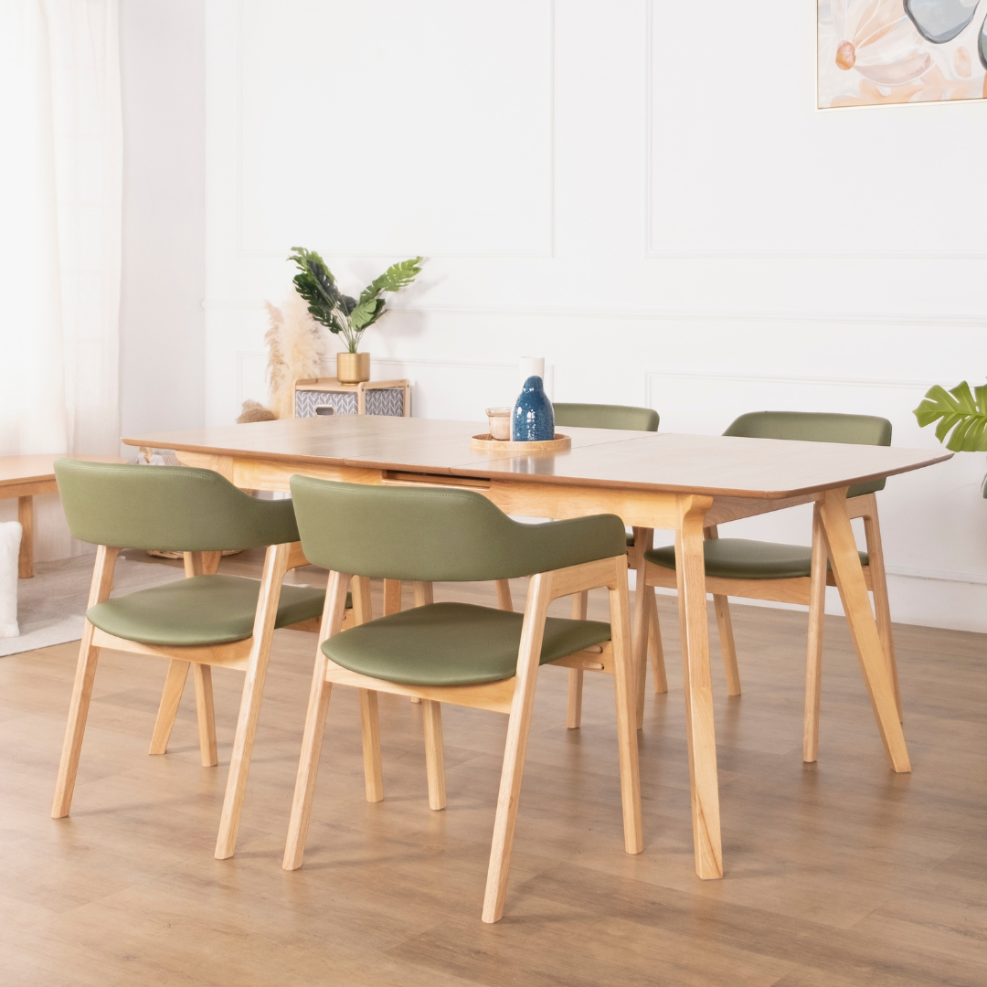 Levi Beech Extendable Wooden Dining Table (160-190cm)