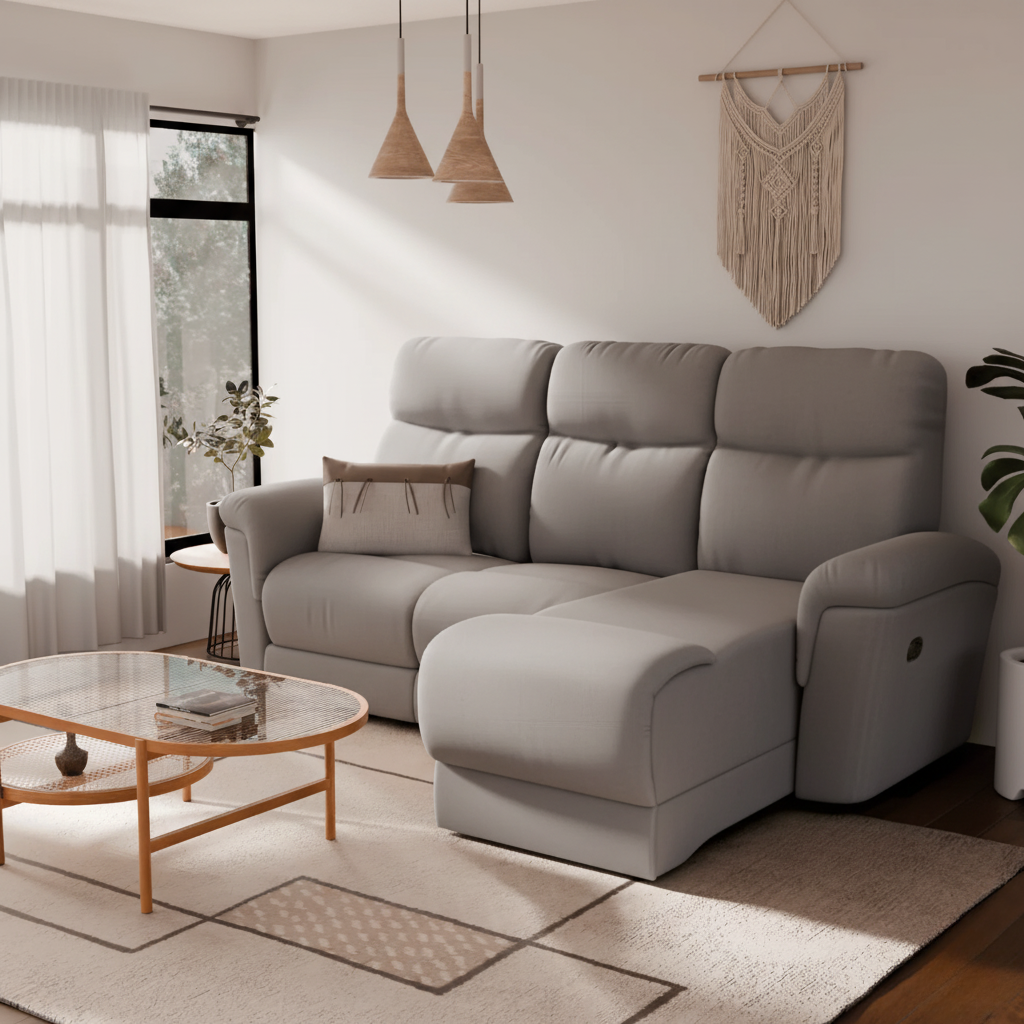 Kayle Fabric Recliner L-Shaped Sofa (Pet Friendly & Water Repellent)