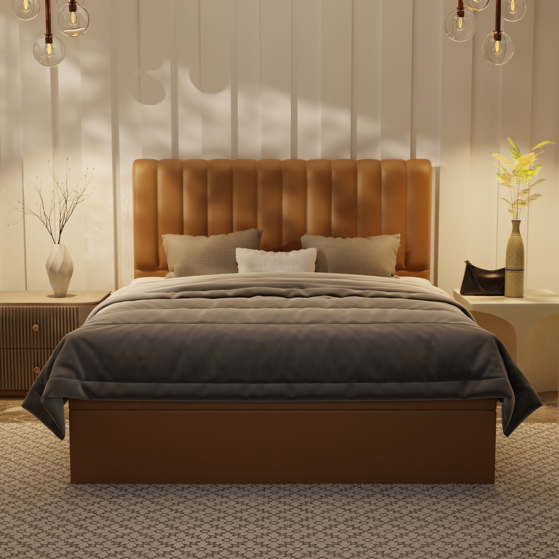 Delane Genuine Leather Storage Bed (Gas Lift)