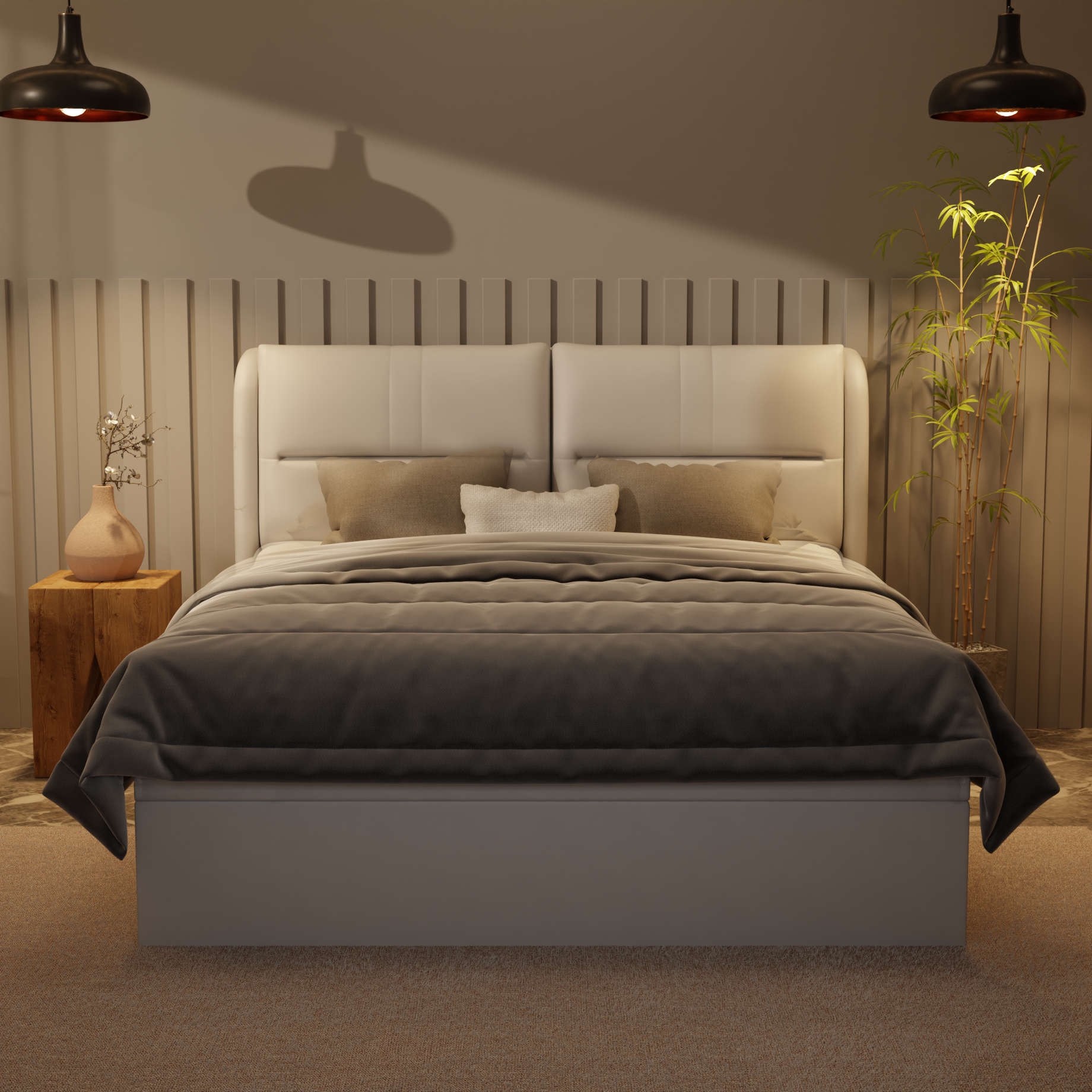 Linqe Genuine Leather Storage Bed (Gas Lift) by Esteller