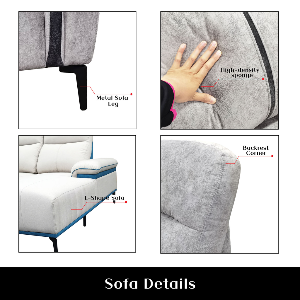 Corlan Fabric L-Shaped Sofa by Esteller (Pet Friendly & Easy Clean)