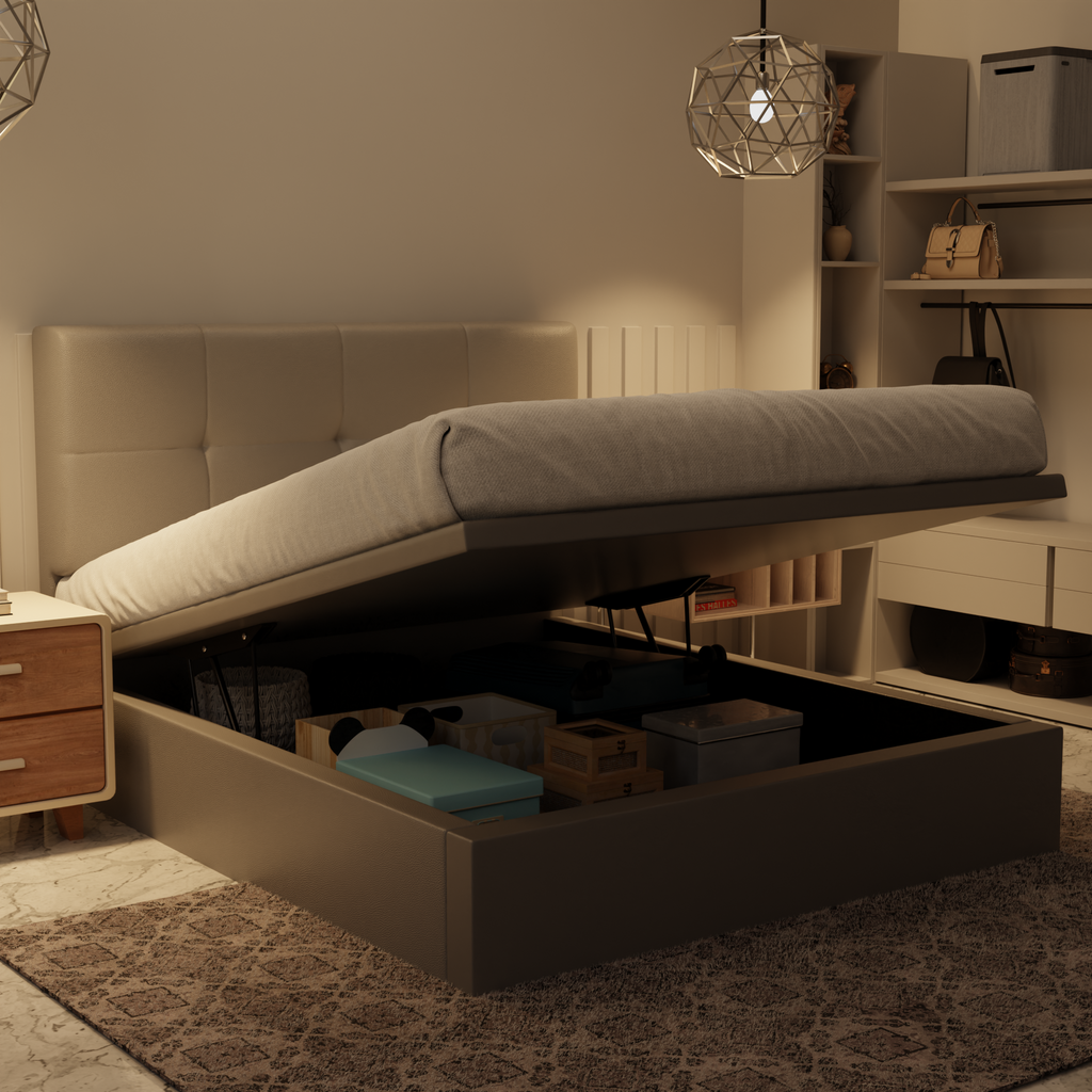 Koane Genuine Leather Storage Bed (Gas Lift) by Esteller