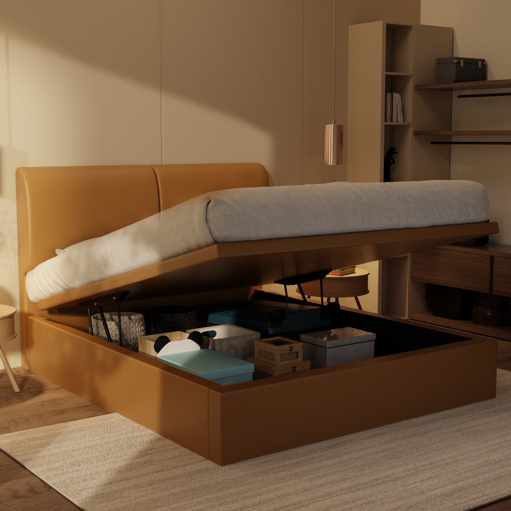 Sloane Genuine Leather Storage Bed (Gas Lift)