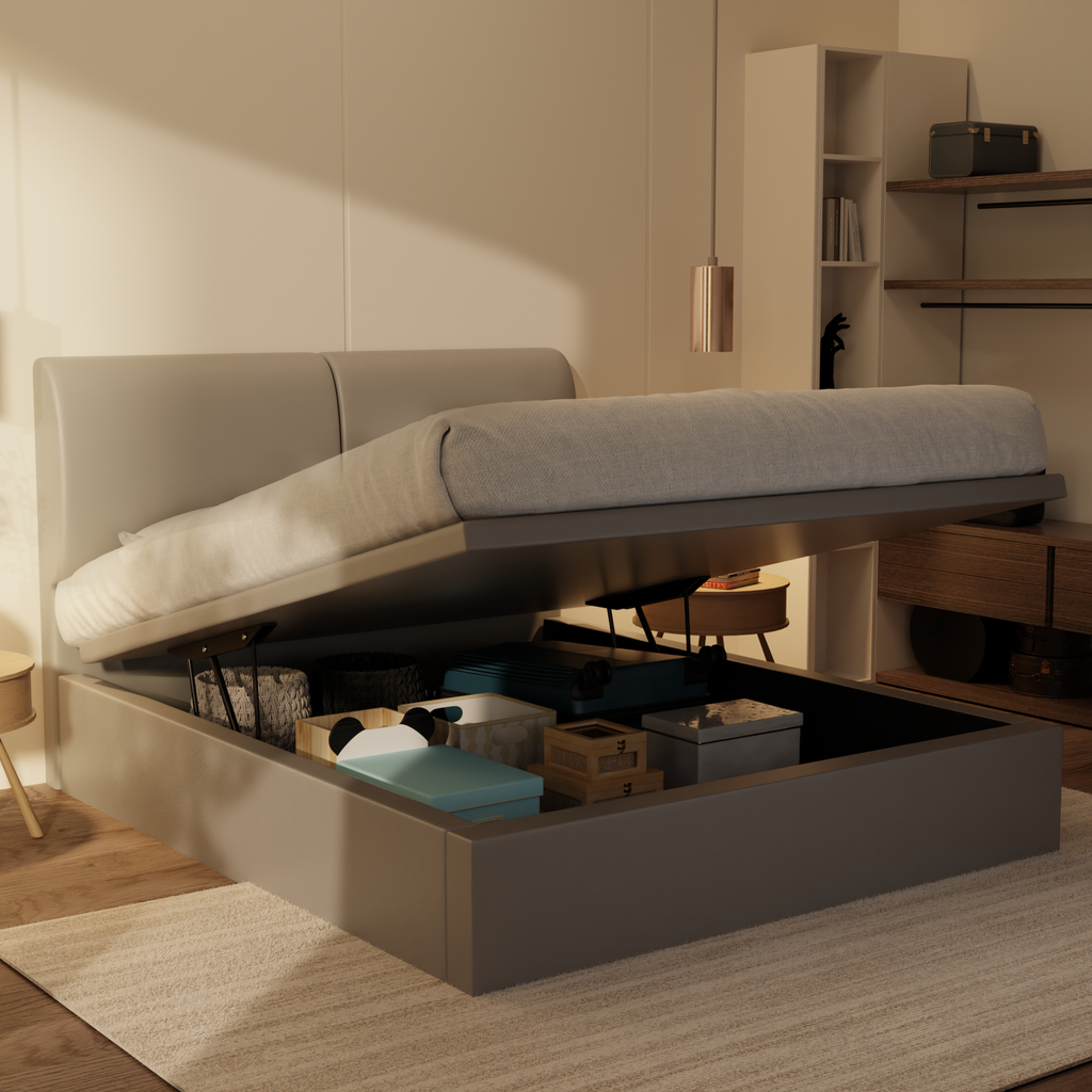 Sloane Genuine Leather Storage Bed (Gas Lift)