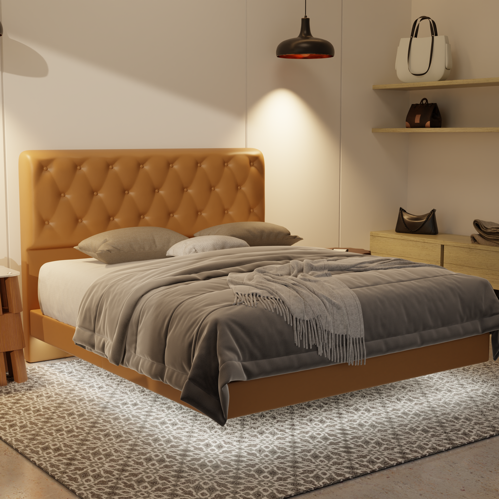 Wimble Genuine Leather Floating Bed Frame (With LED) by Esteller