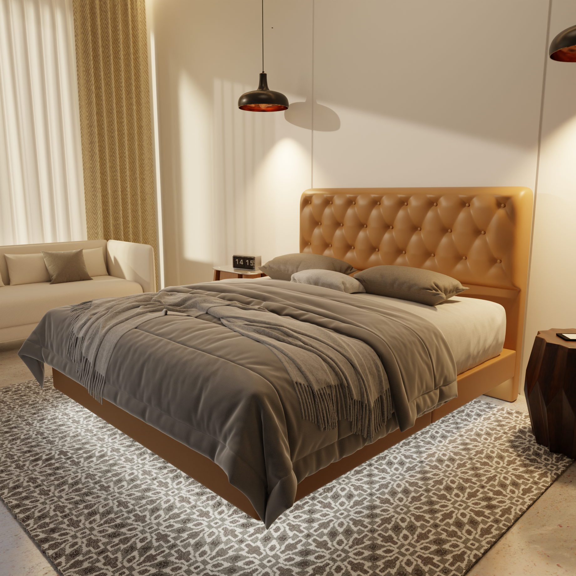 Wimble Genuine Leather Floating Bed Frame (With LED) by Esteller