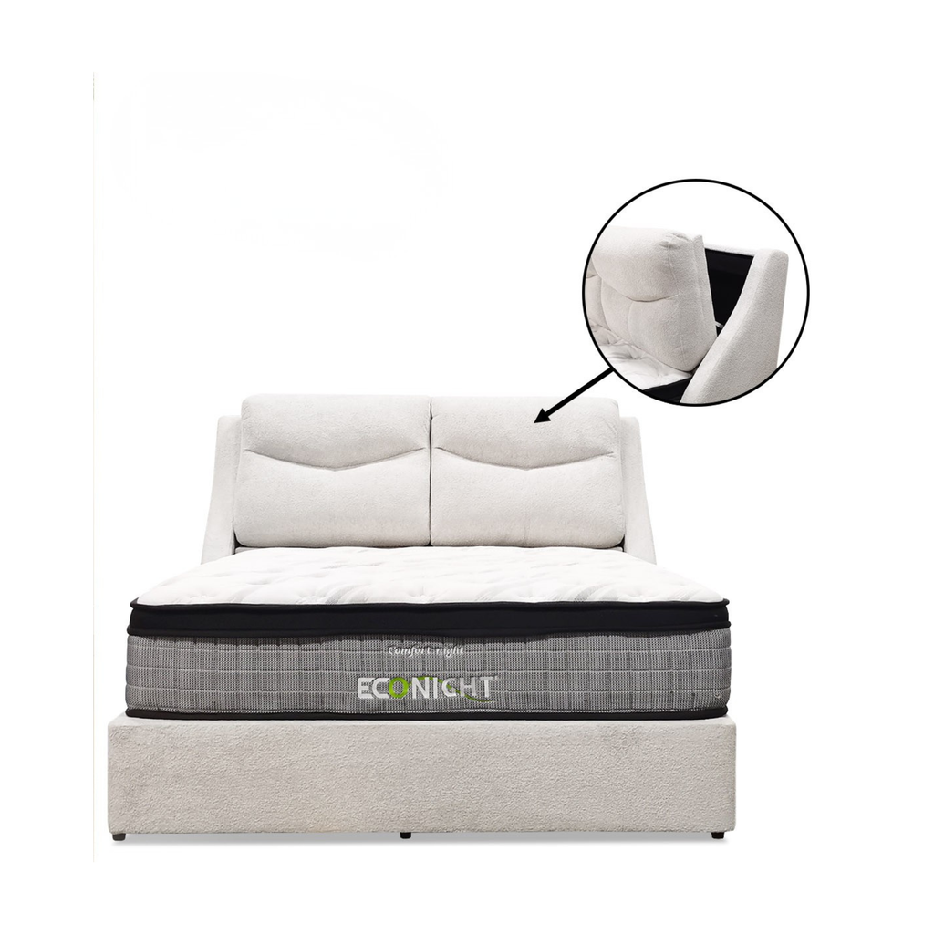Enso Fabric Headboard Storage Bed Frame by Esteller (Pet Friendly & Easy Clean)