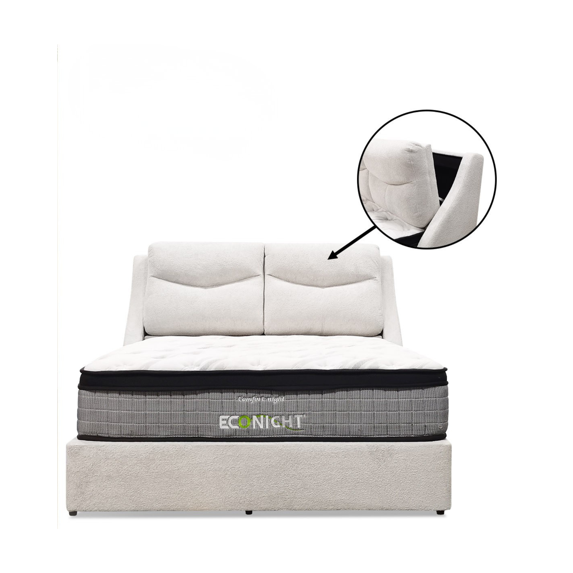 Enso Fabric Headboard Storage Bed Frame by Esteller (Pet Friendly & Easy Clean)