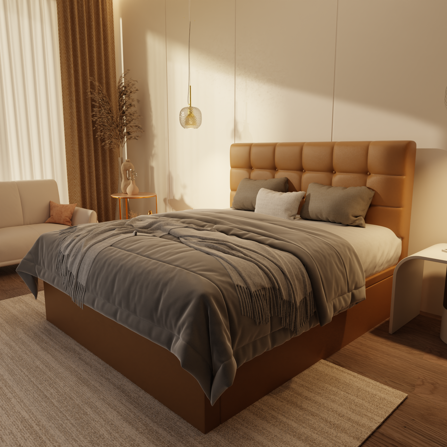 Mancine Genuine Leather Storage Bed (Gas Lift) by Esteller