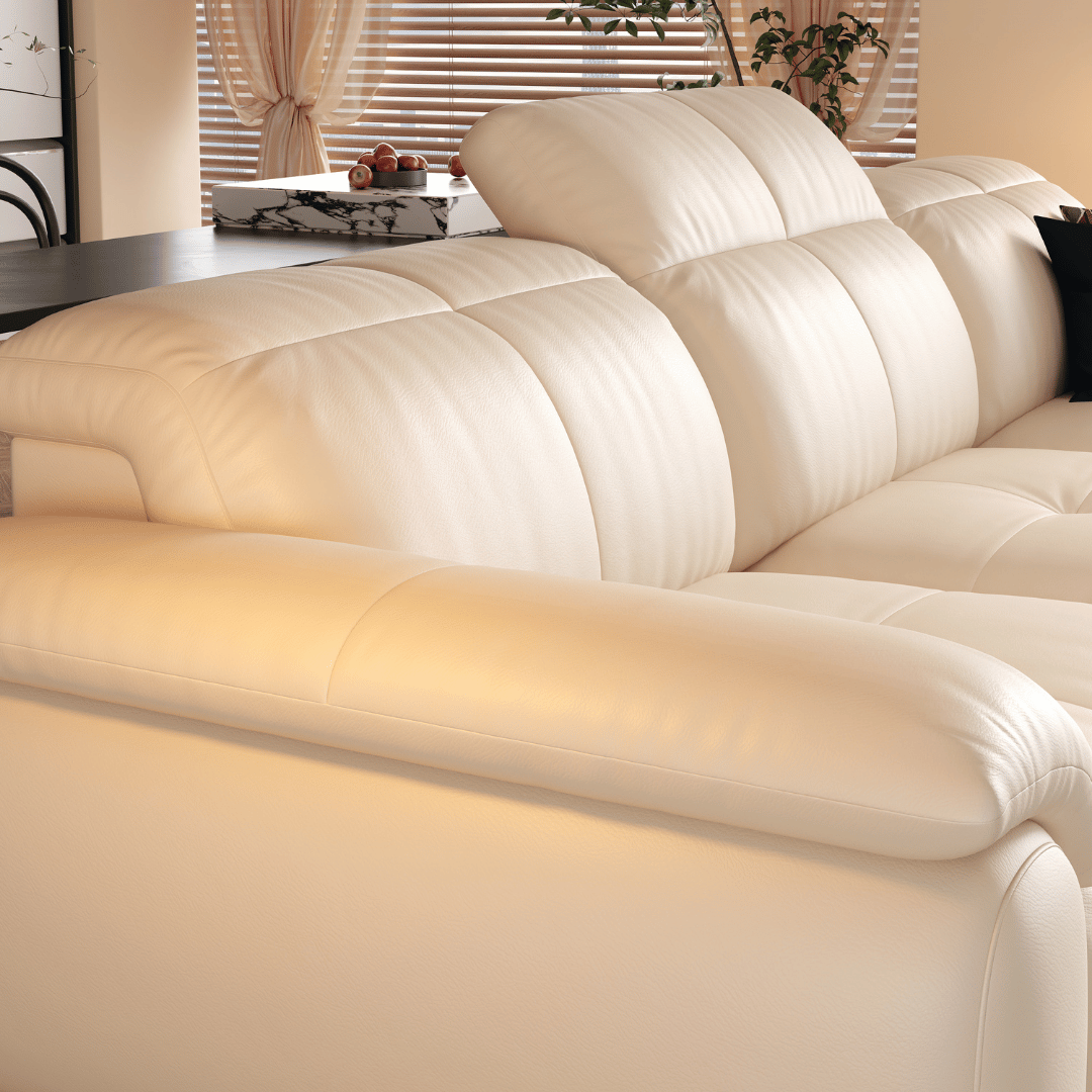 Wriggs Leather Electric Sofa Bed by Esteller (Water Repellent & App + Remote Control)