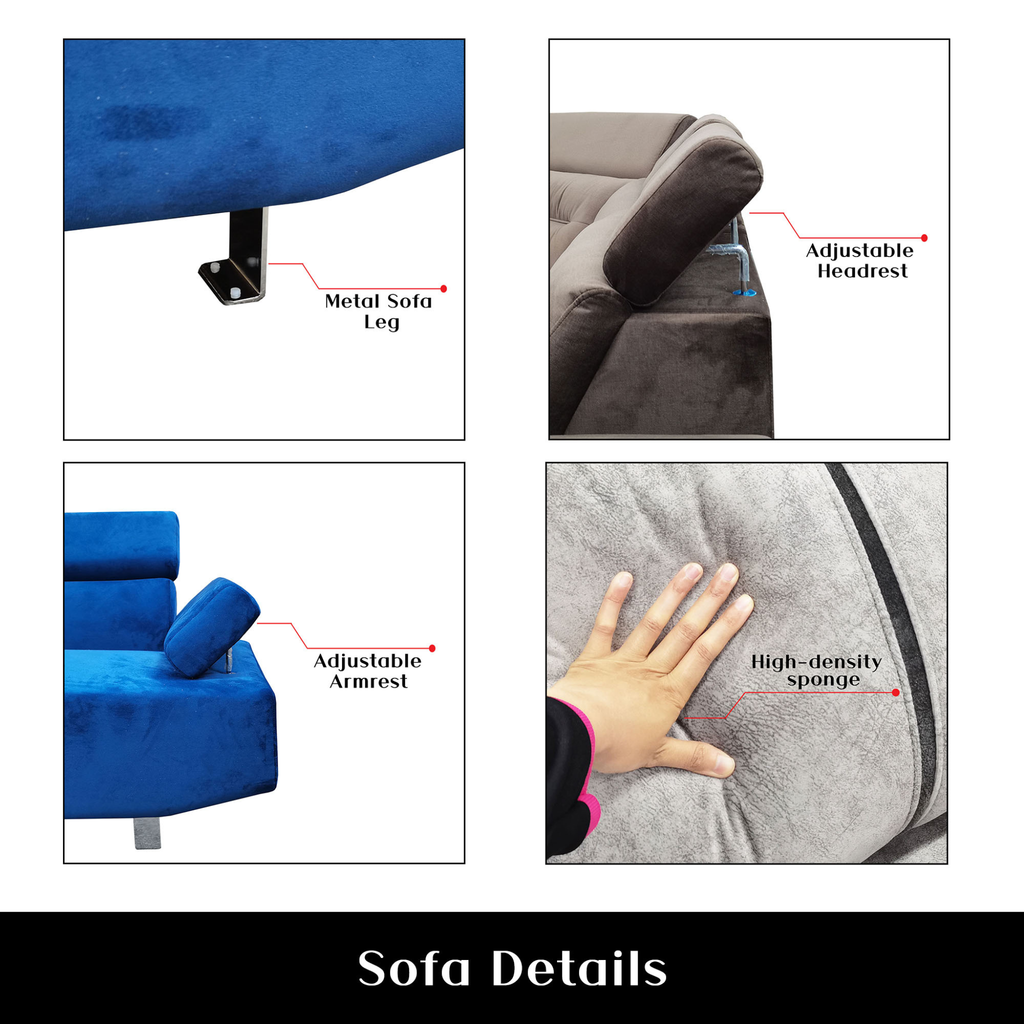 Gavros Fabric Headrest & Armrest L-Shaped Sofa by Esteller (Pet Friendly & Easy Clean)