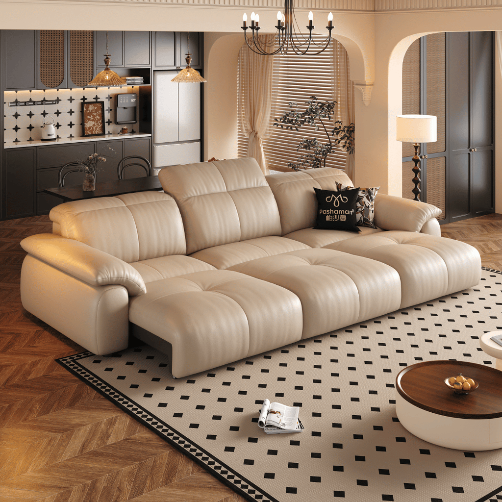 Wriggs Leather Electric Sofa Bed by Esteller (Water Repellent & App + Remote Control)
