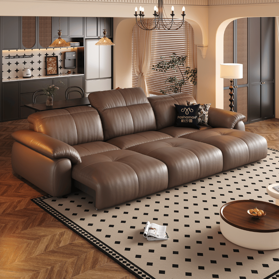 Wriggs Leather Electric Sofa Bed by Esteller (Water Repellent & App + Remote Control)