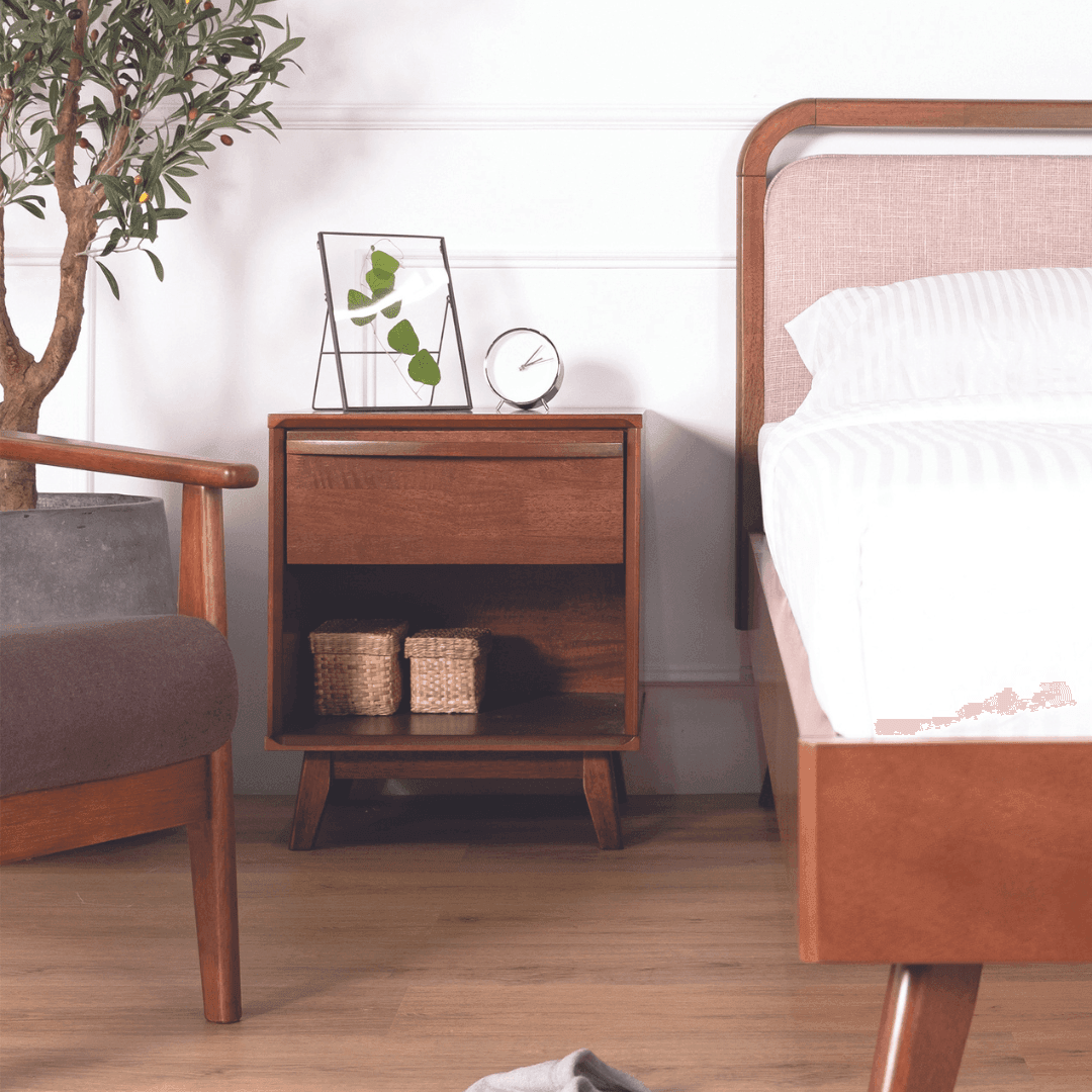 Althea Walnut Wooden Bedside Table