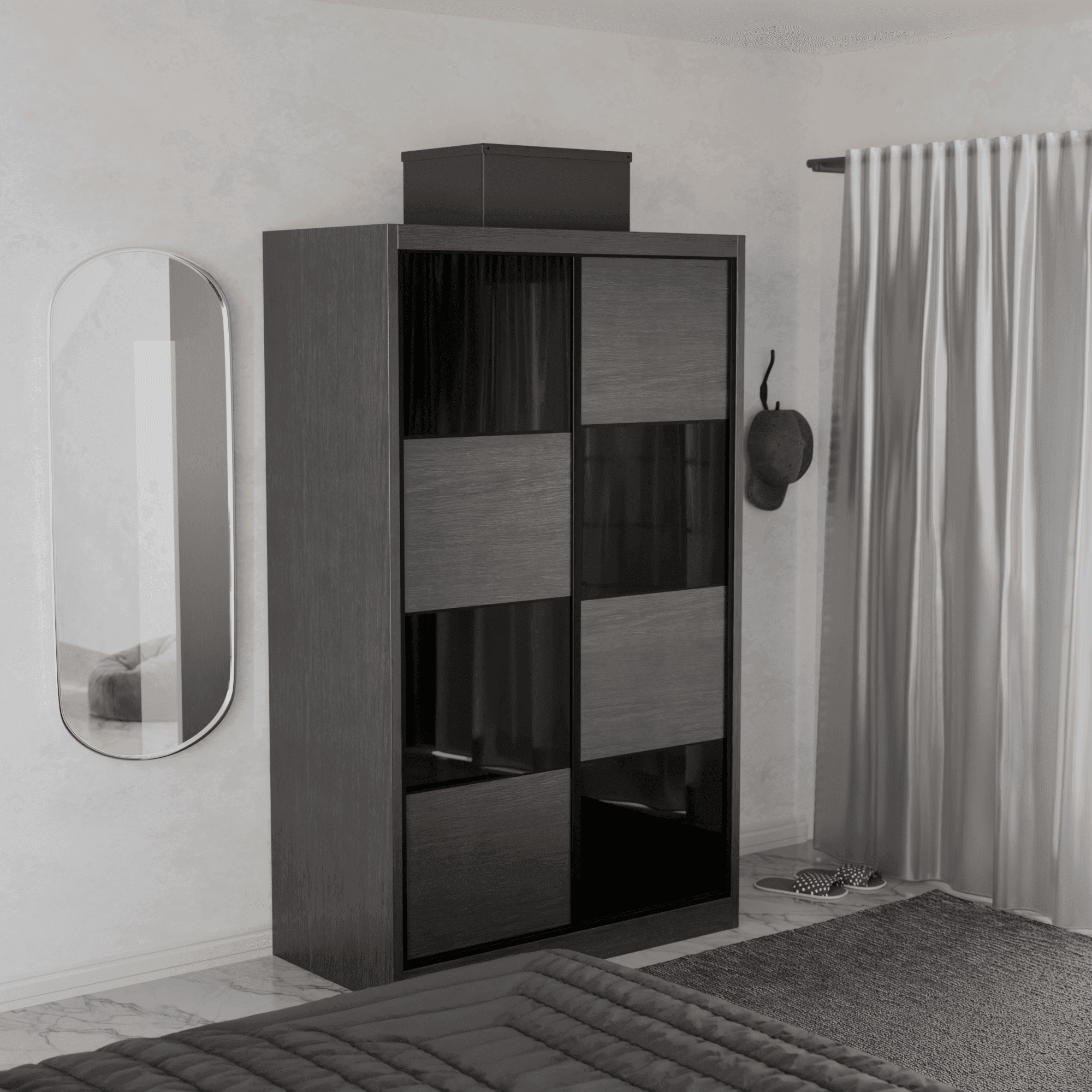 Angelina Modular Wardrobe (Black Glass)