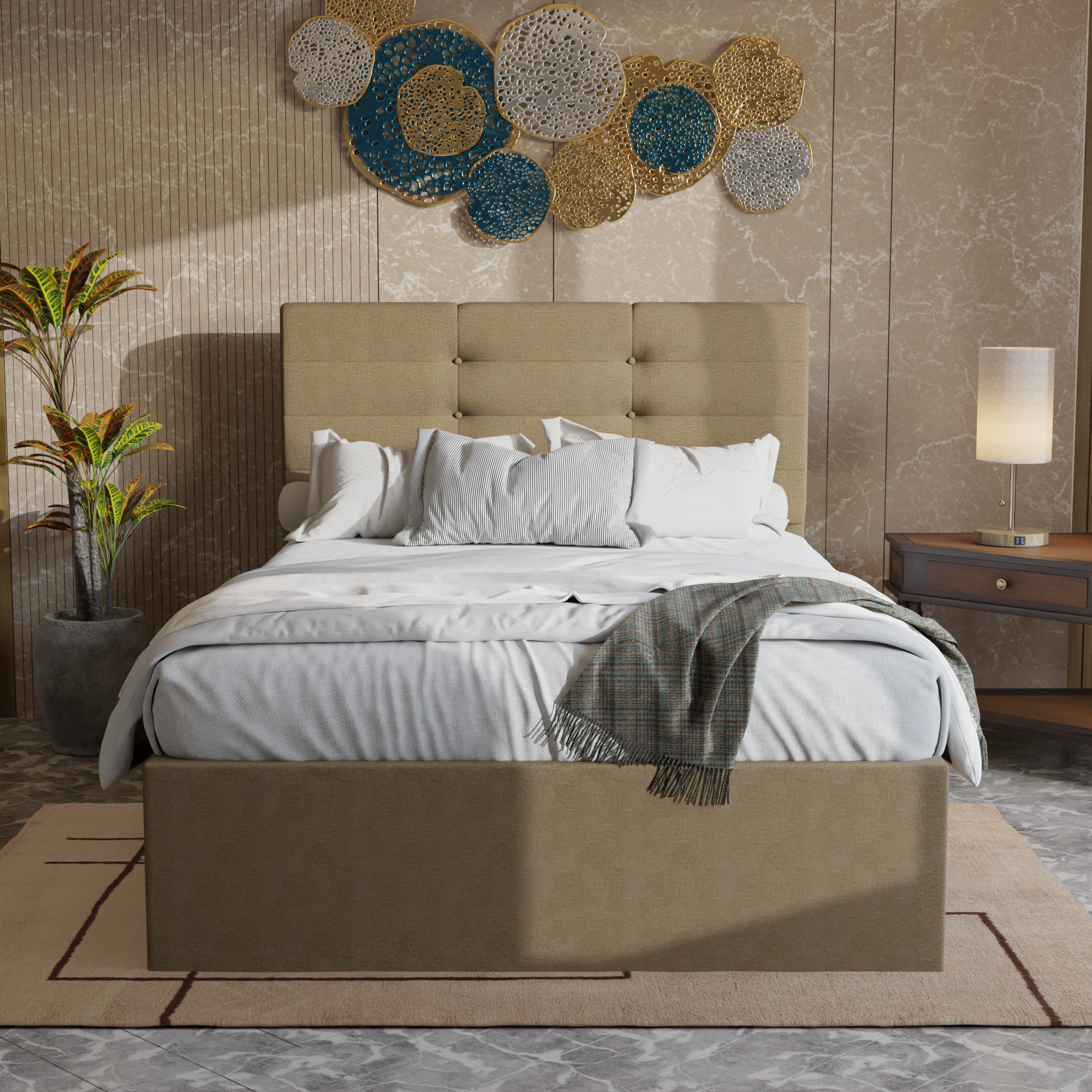 Arlen Fabric Drawer Bed Frame (Water Repellent)