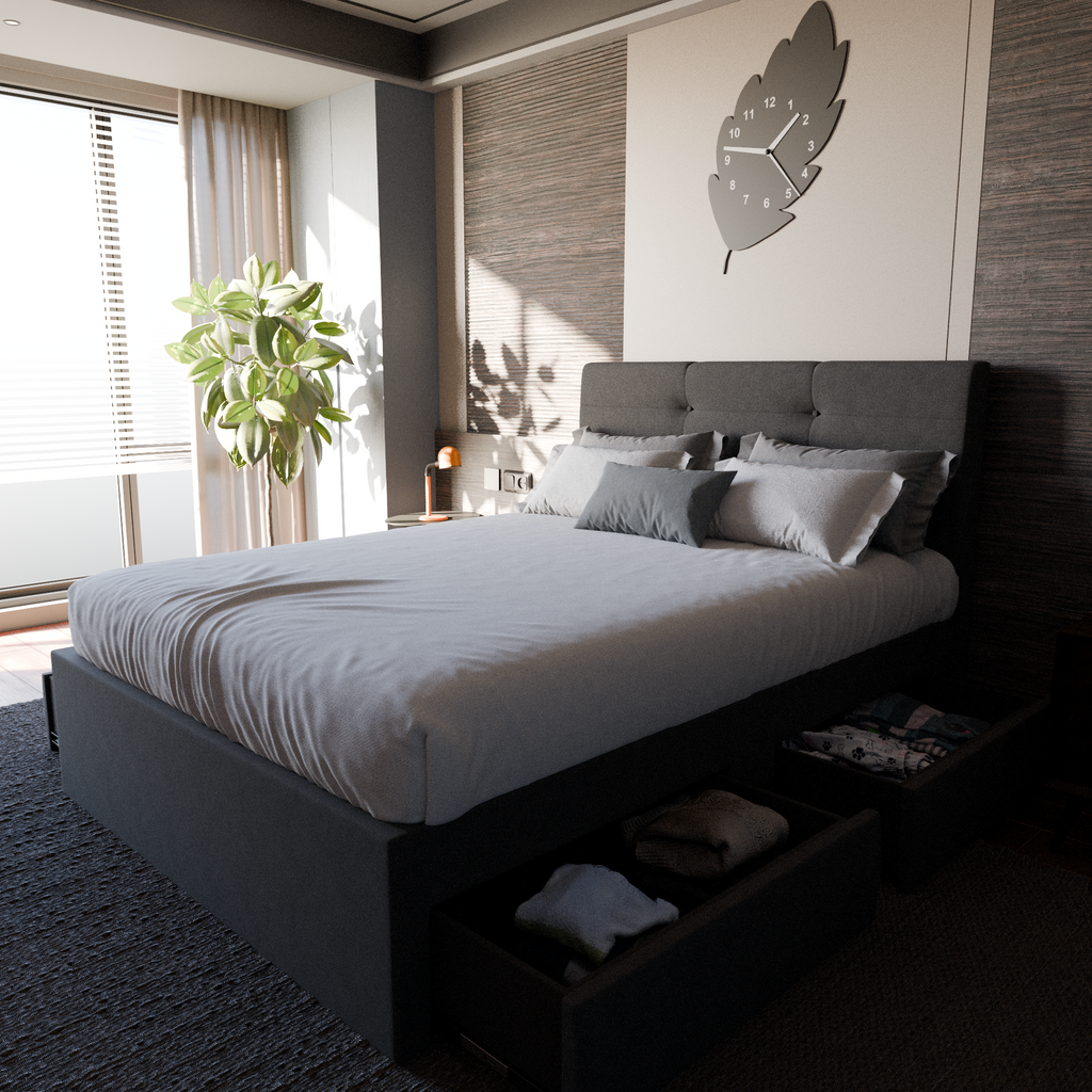 Arlen Fabric Drawer Bed Frame (Water Repellent)