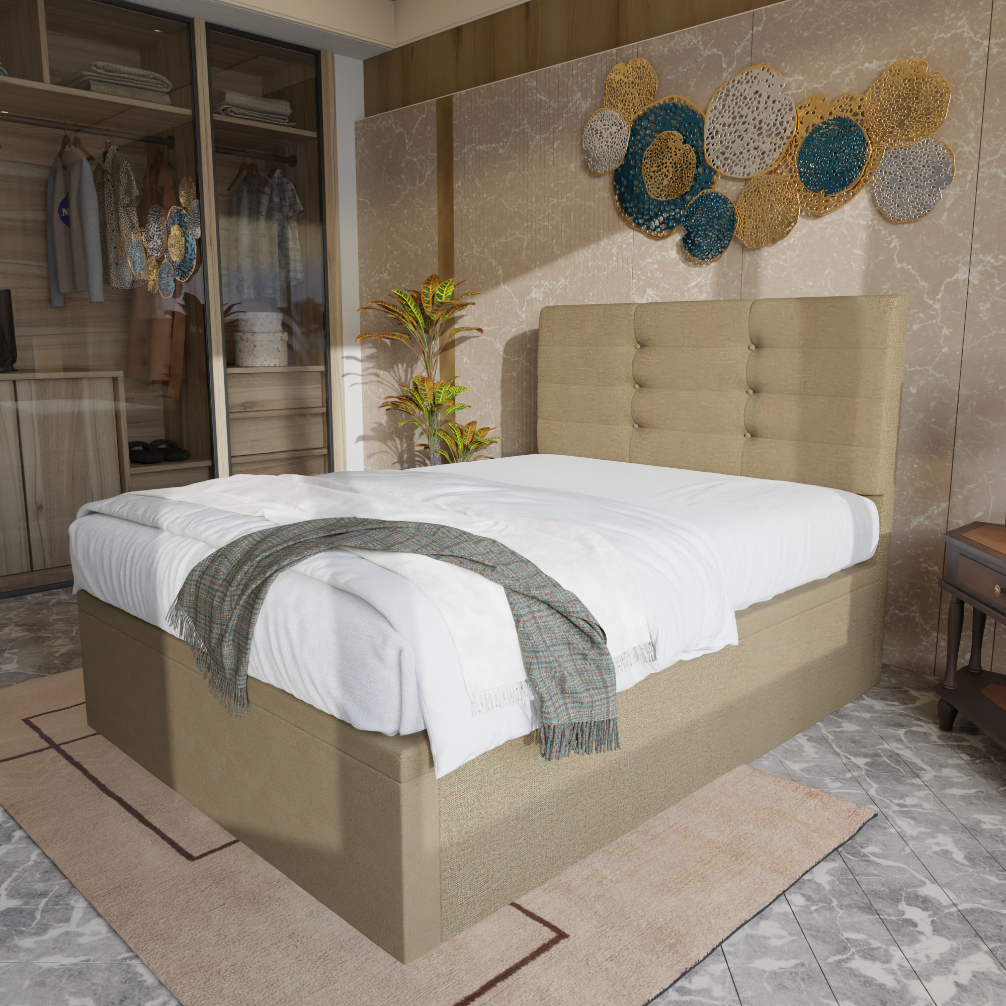 Arlen Fabric Storage Bed (Water Repellent)