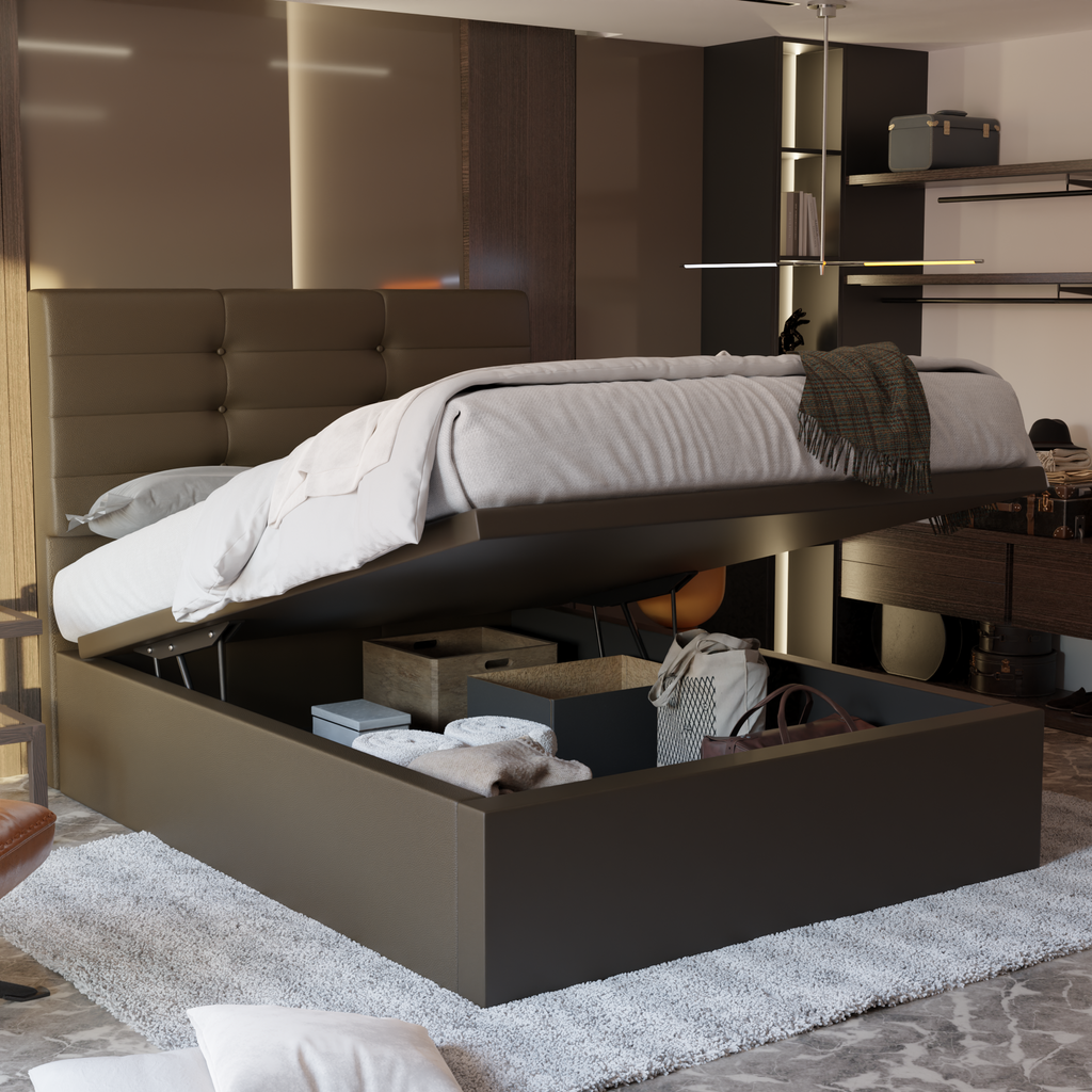 Arlen Faux Leather Storage Bed