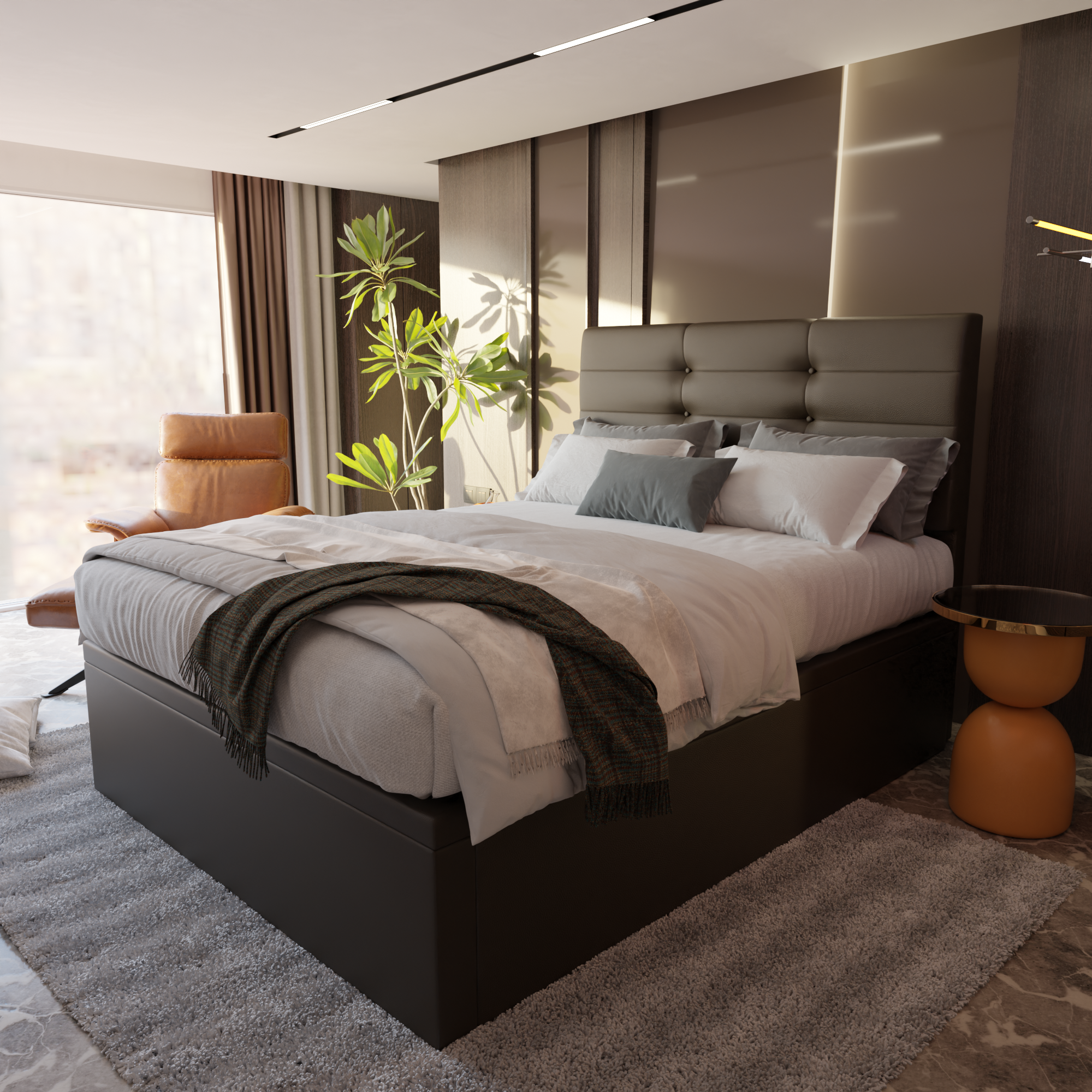 Arlen Faux Leather Storage Bed