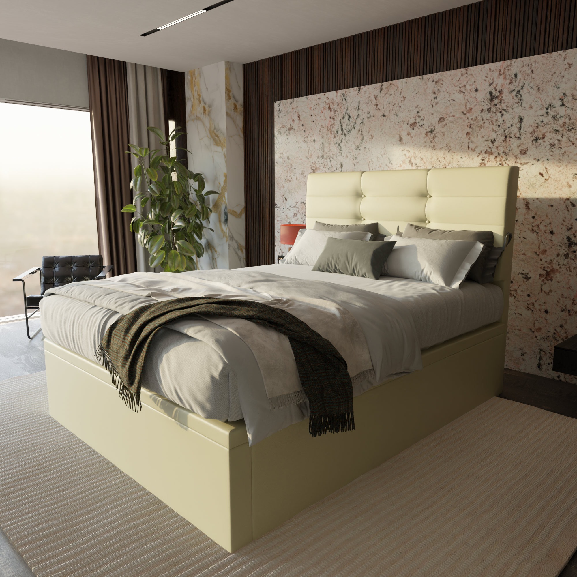 Arlen Faux Leather Storage Bed