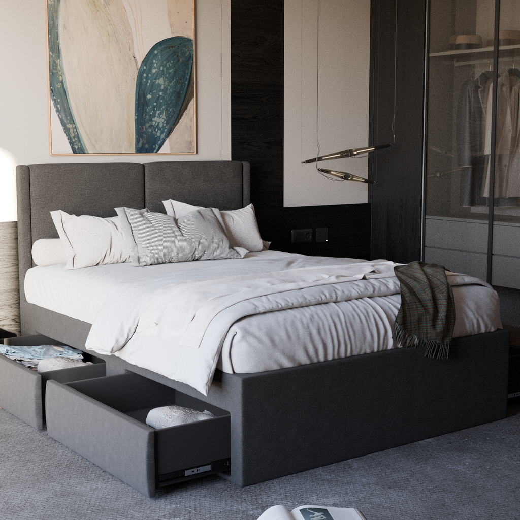 Ashleah Fabric Drawer Bed Frame (Water Repellent)