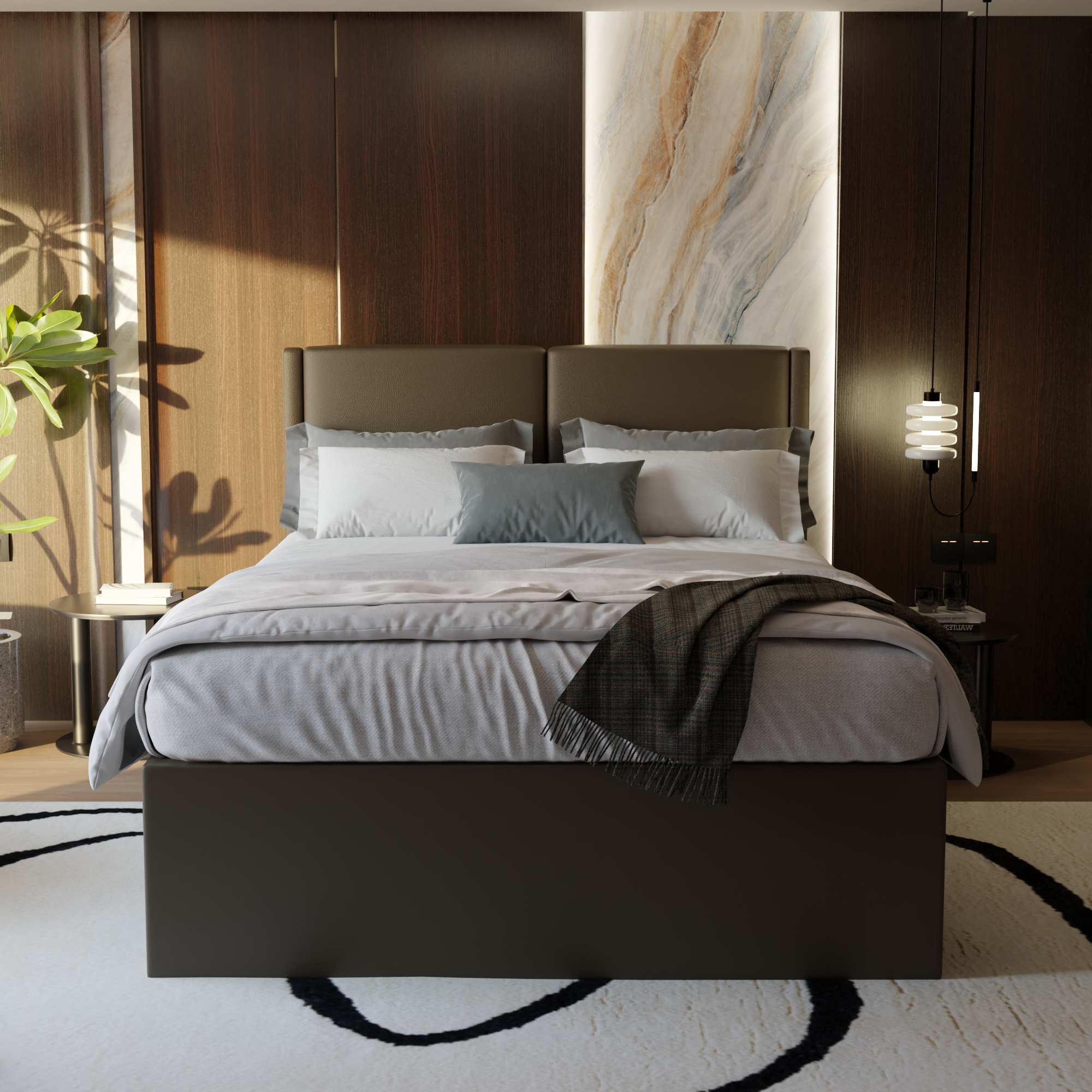 Ashleah Faux Leather Drawer Bed Frame