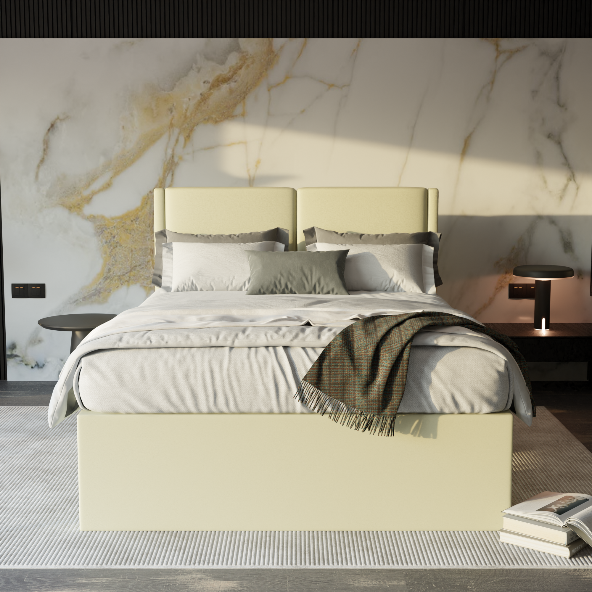 Ashleah Faux Leather Drawer Bed Frame