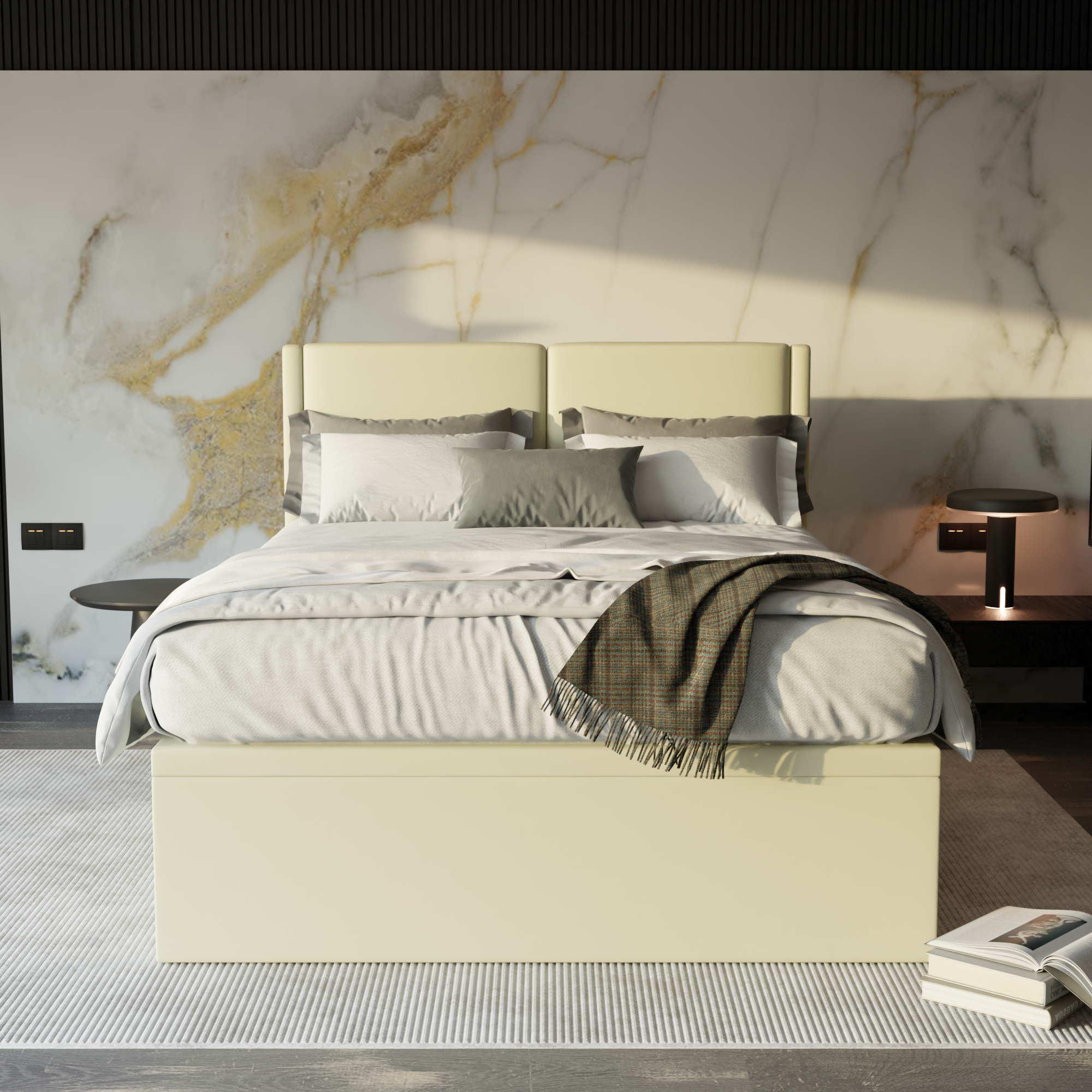 Ashleah Faux Leather Storage Bed