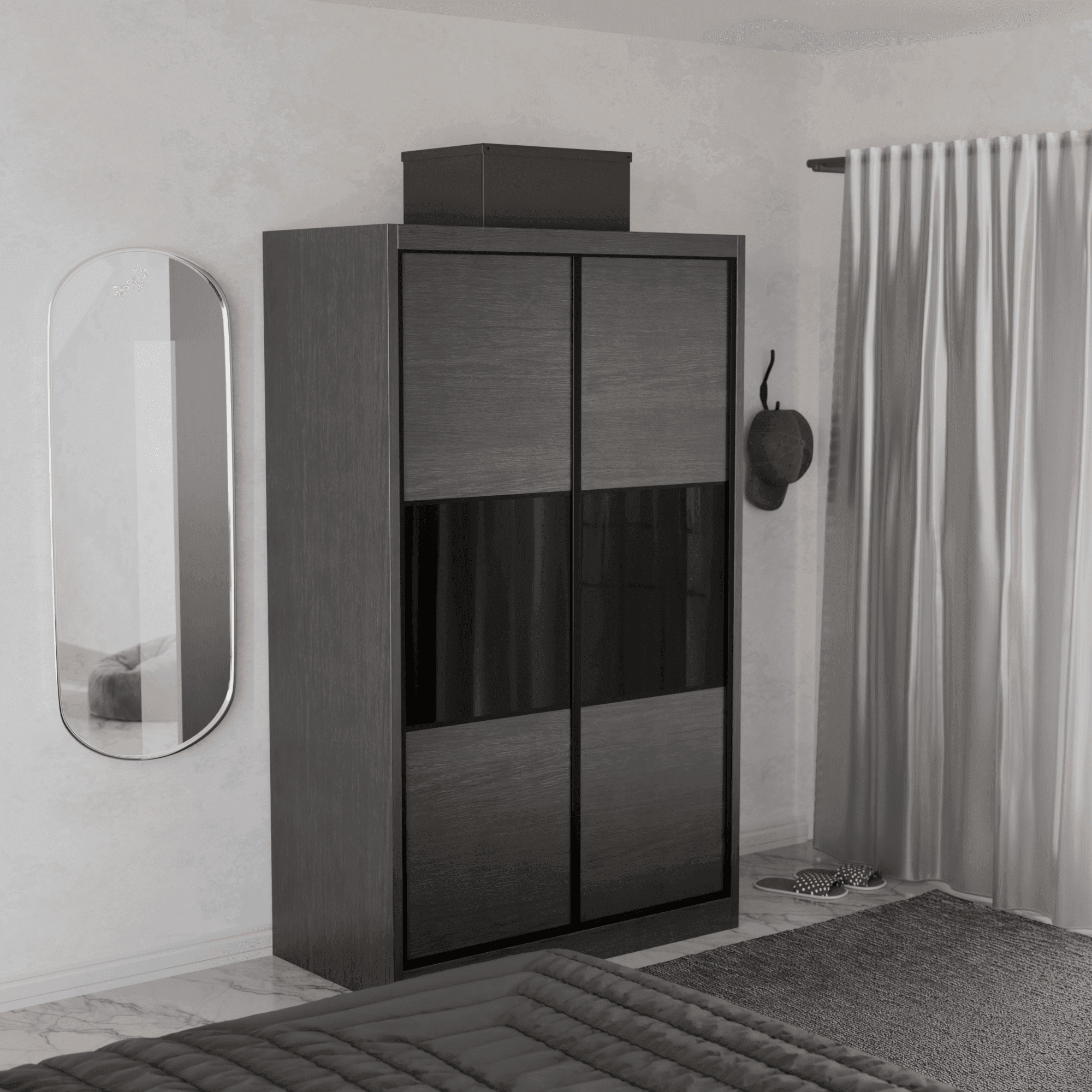 Audrey Modular Wardrobe (Black Glass)