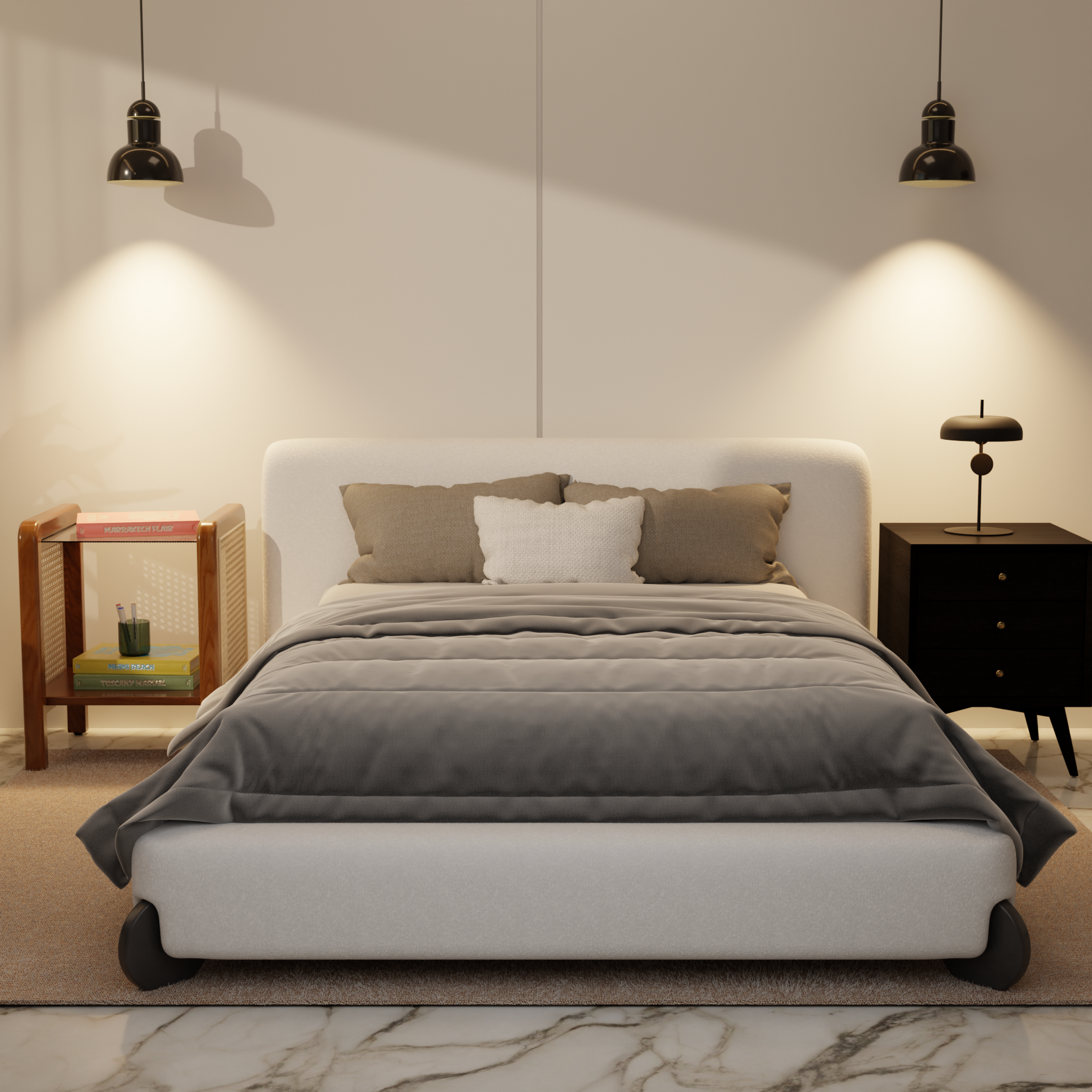 Dalen Boucle Fabric Bed Frame