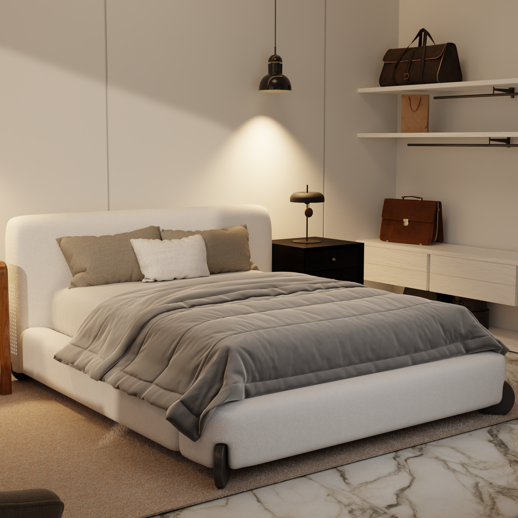 Dalen Boucle Fabric Bed Frame