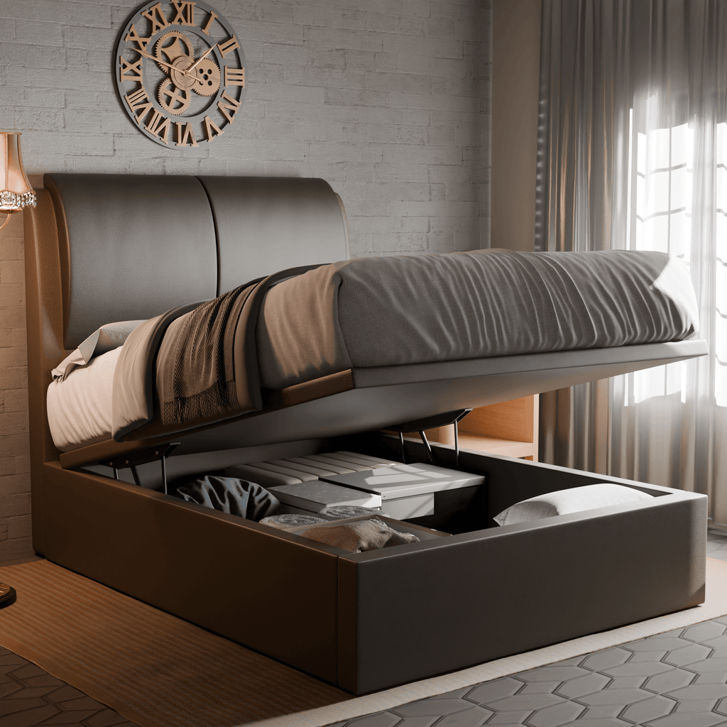 Berke Faux Leather Storage Bed