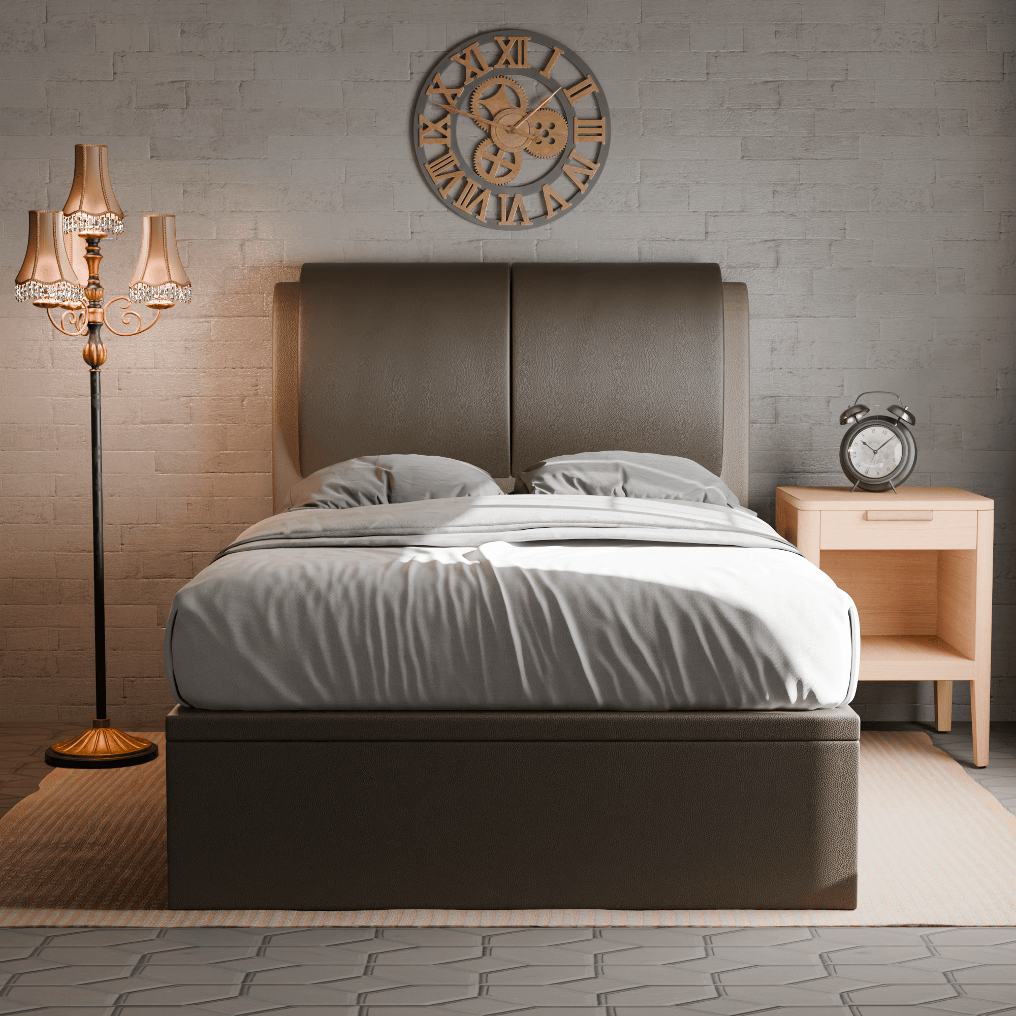 Berke Faux Leather Storage Bed