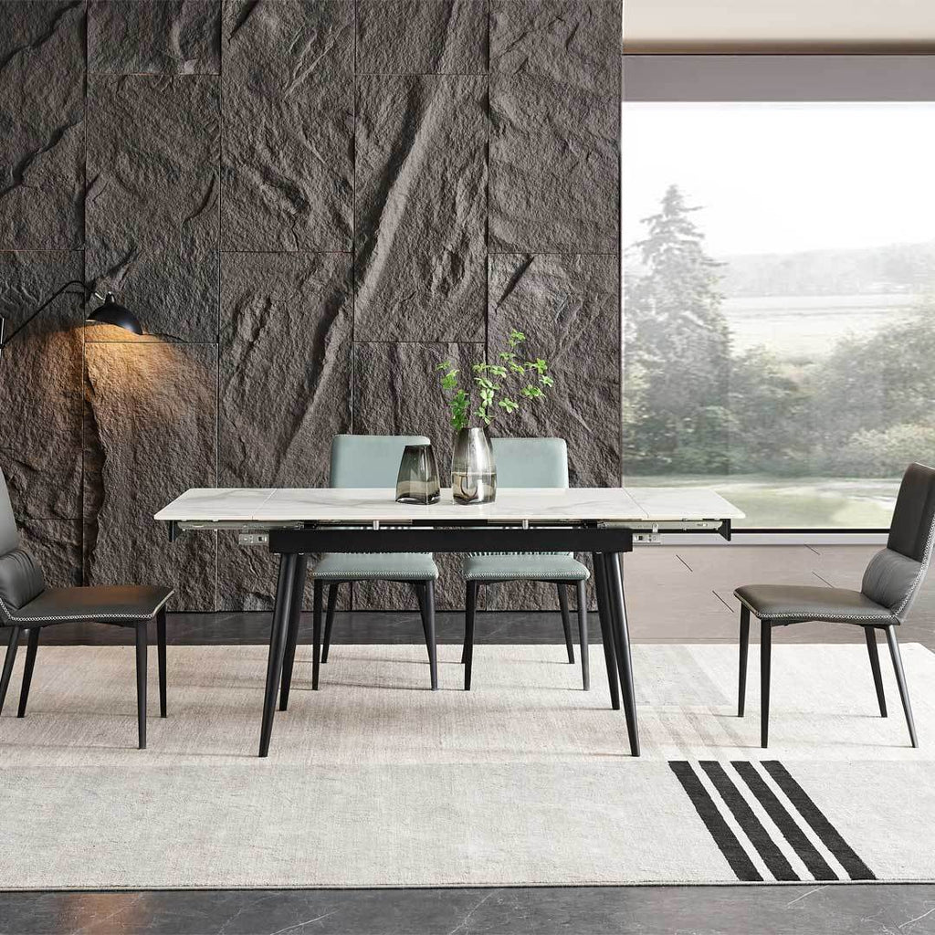 Catharina Glossy Sintered Stone Extendable Dining Table
