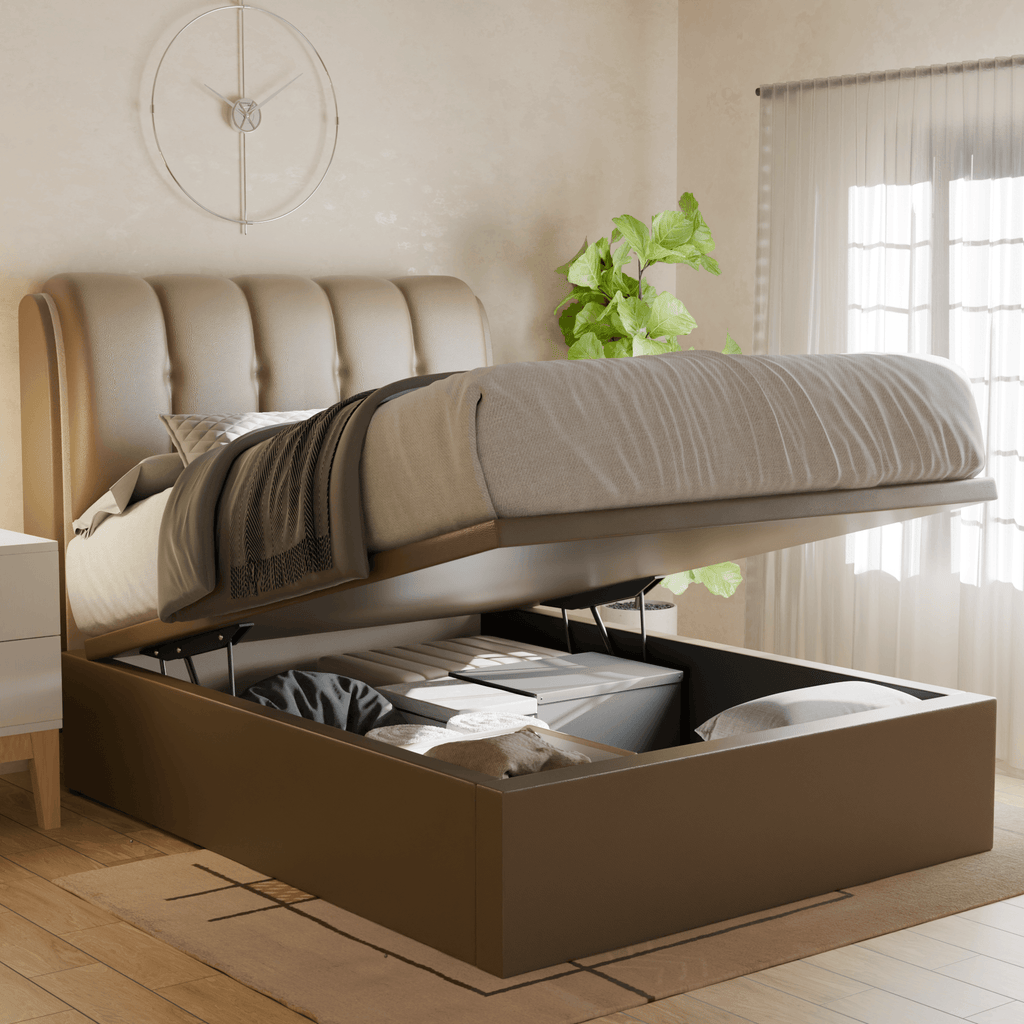 Corave Faux Leather Storage Bed