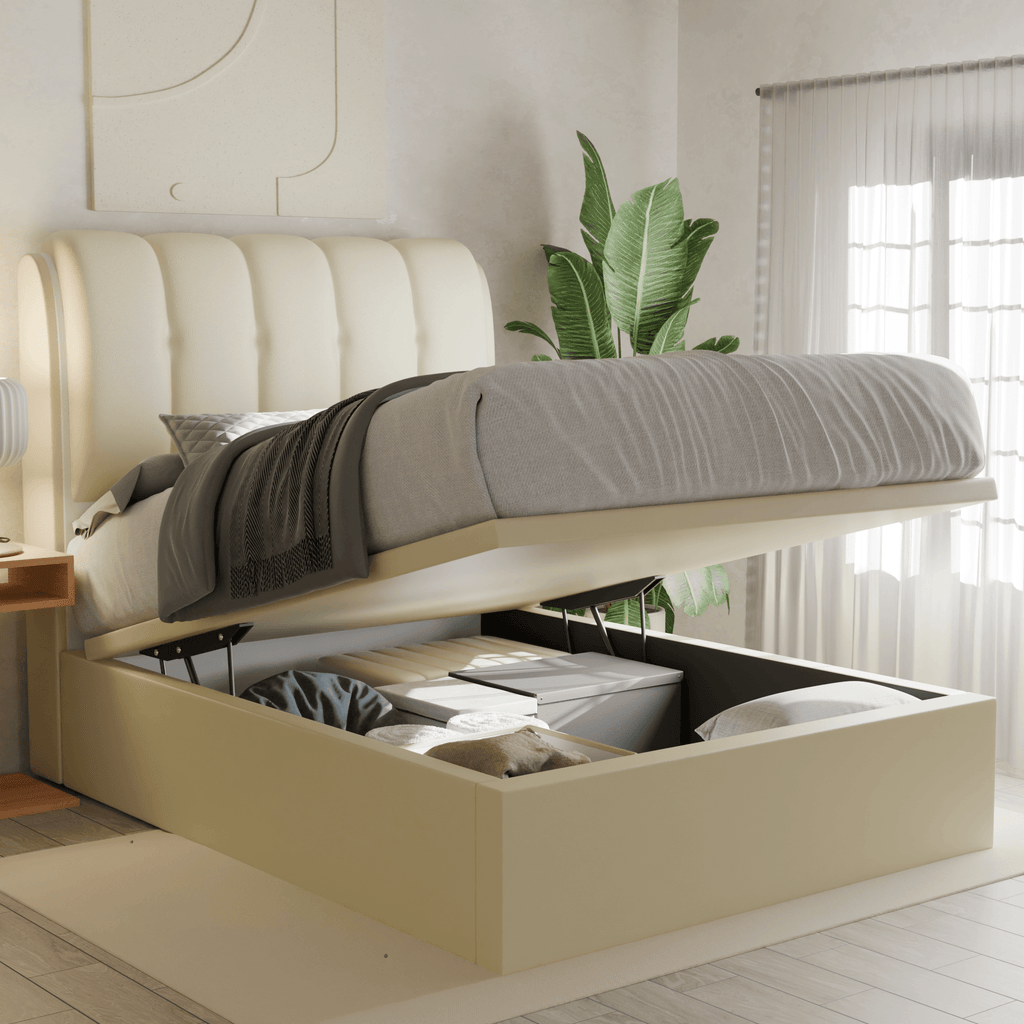 Corave Faux Leather Storage Bed