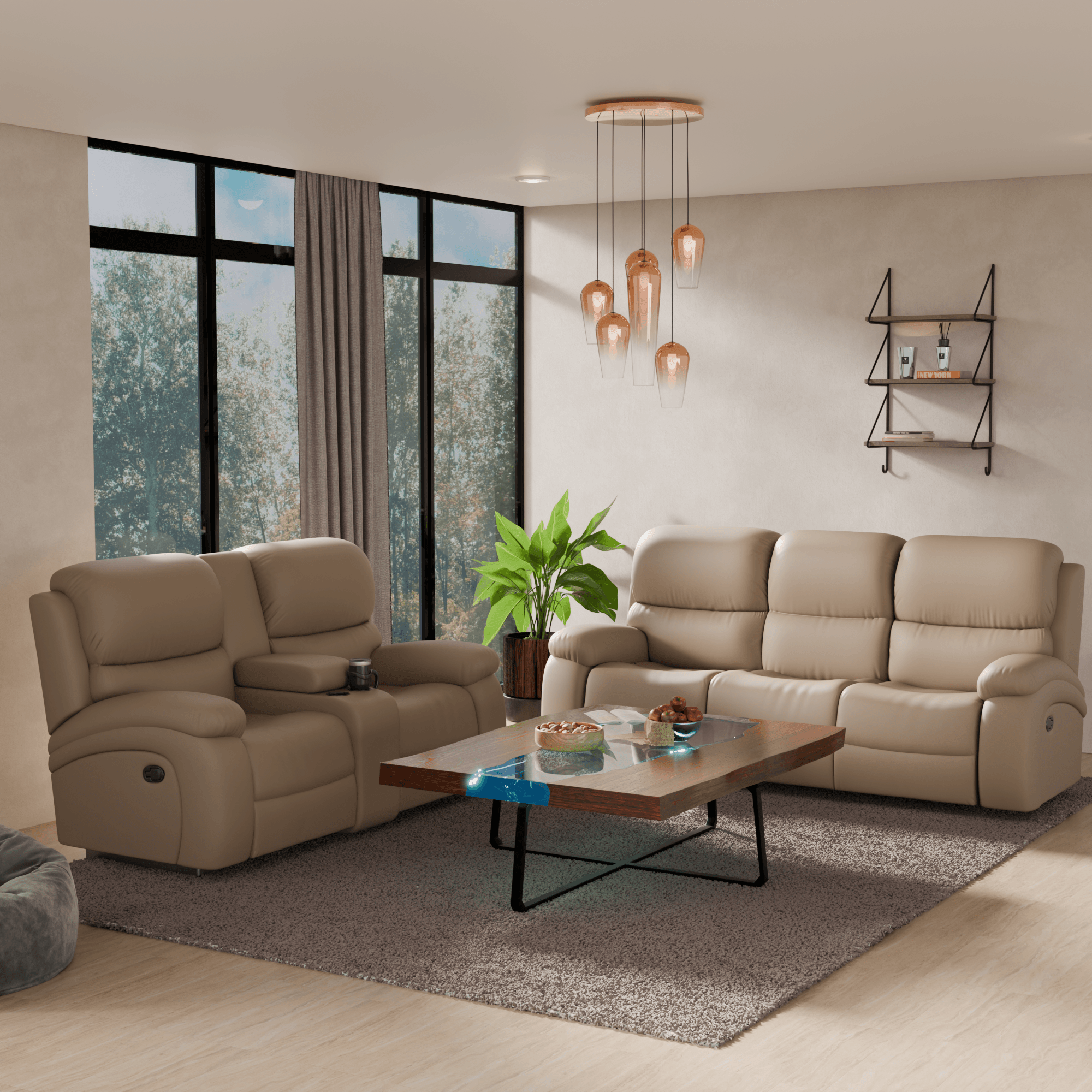 Cyndee Leather Recliner Sofa