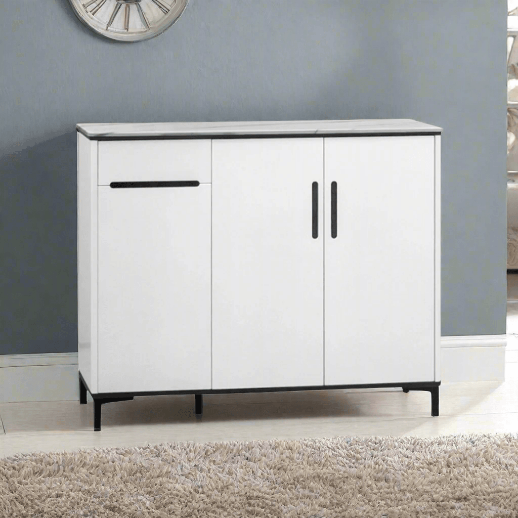Dalf II 3 Door White Shoe Cabinet (120cm)