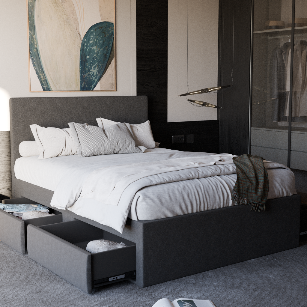 Devonne Grey Fabric Drawer Bed (Water Repellent)