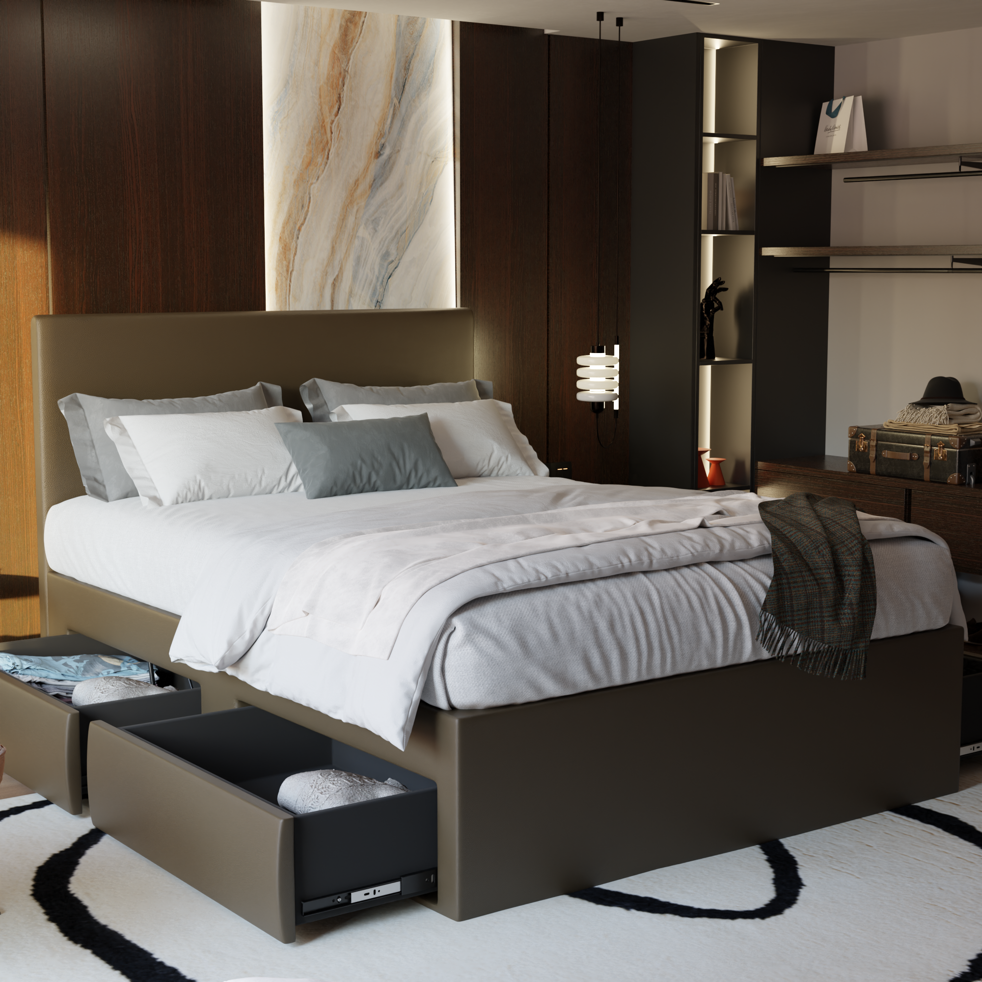 Devonne Faux Leather Drawer Bed Frame
