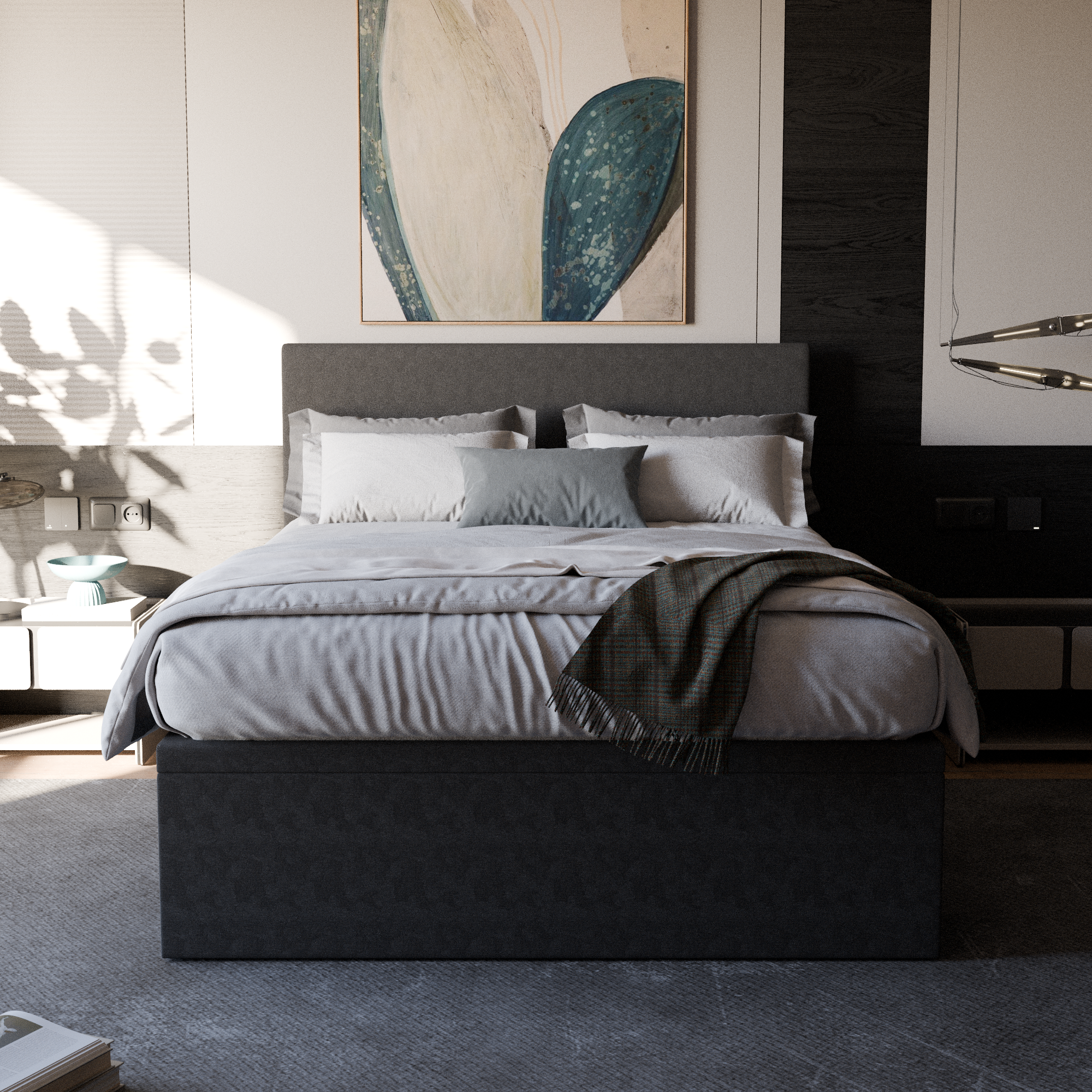 Devonne Grey Fabric Storage Bed (Water Repellent)