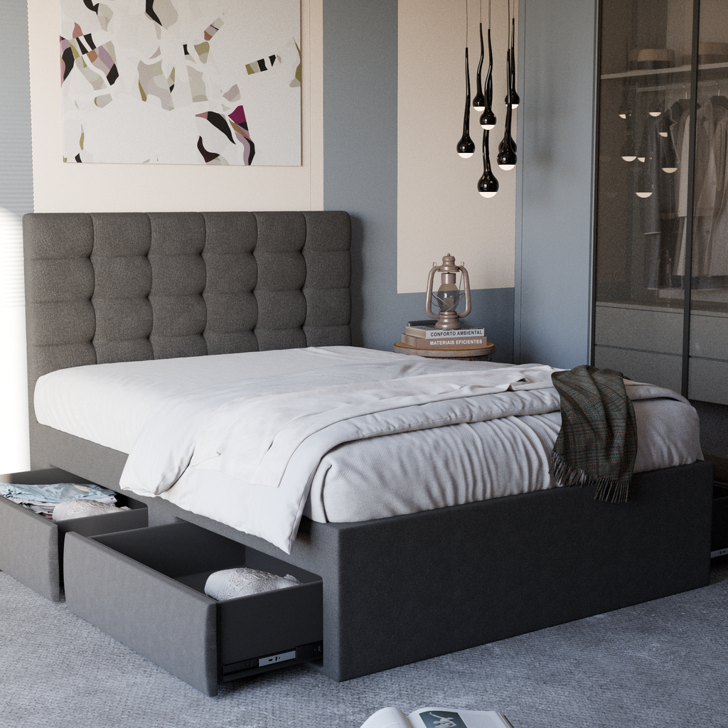 Edith Fabric Drawer Bed Frame (Water Repellent)