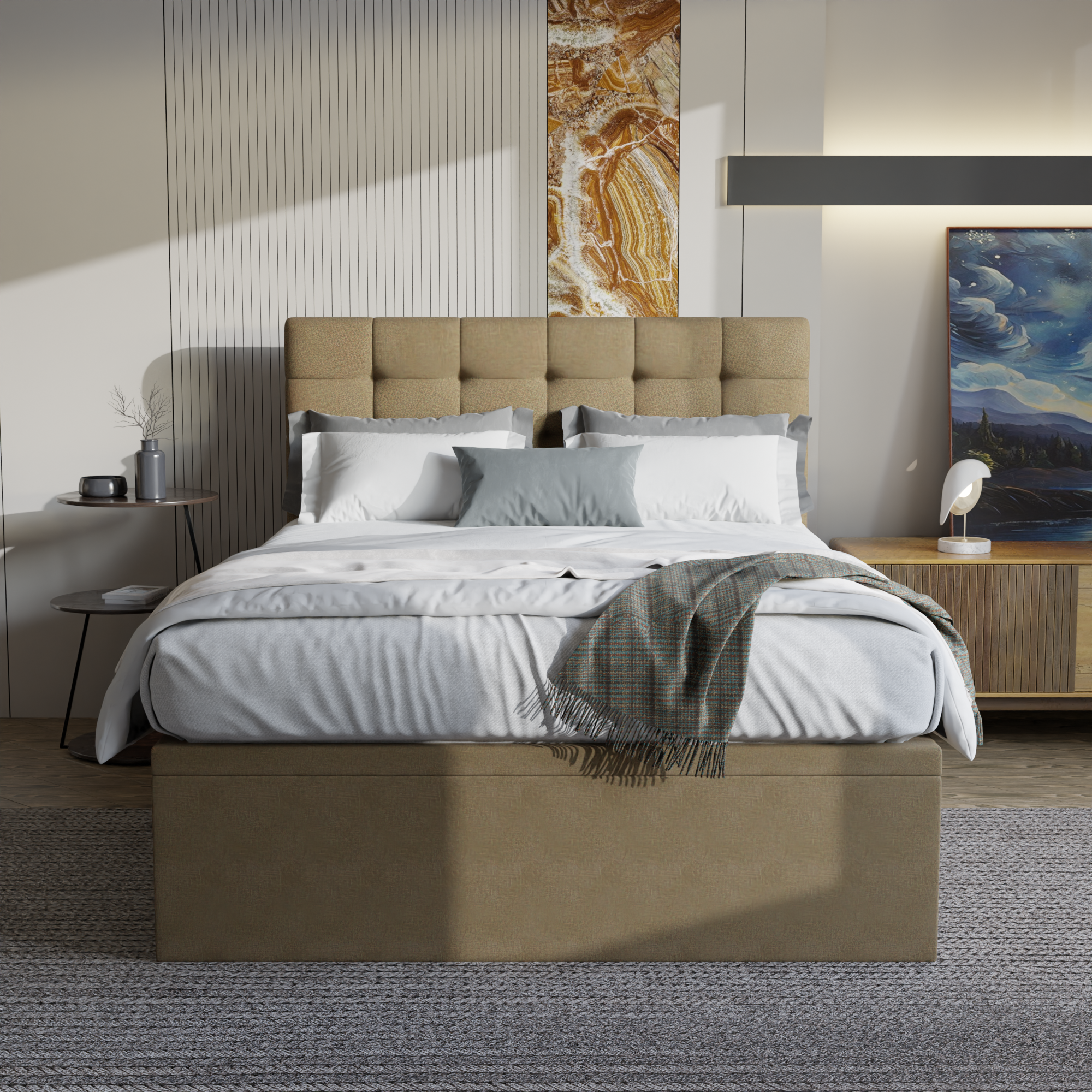Edith Fabric Storage Bed (Water Repellent)