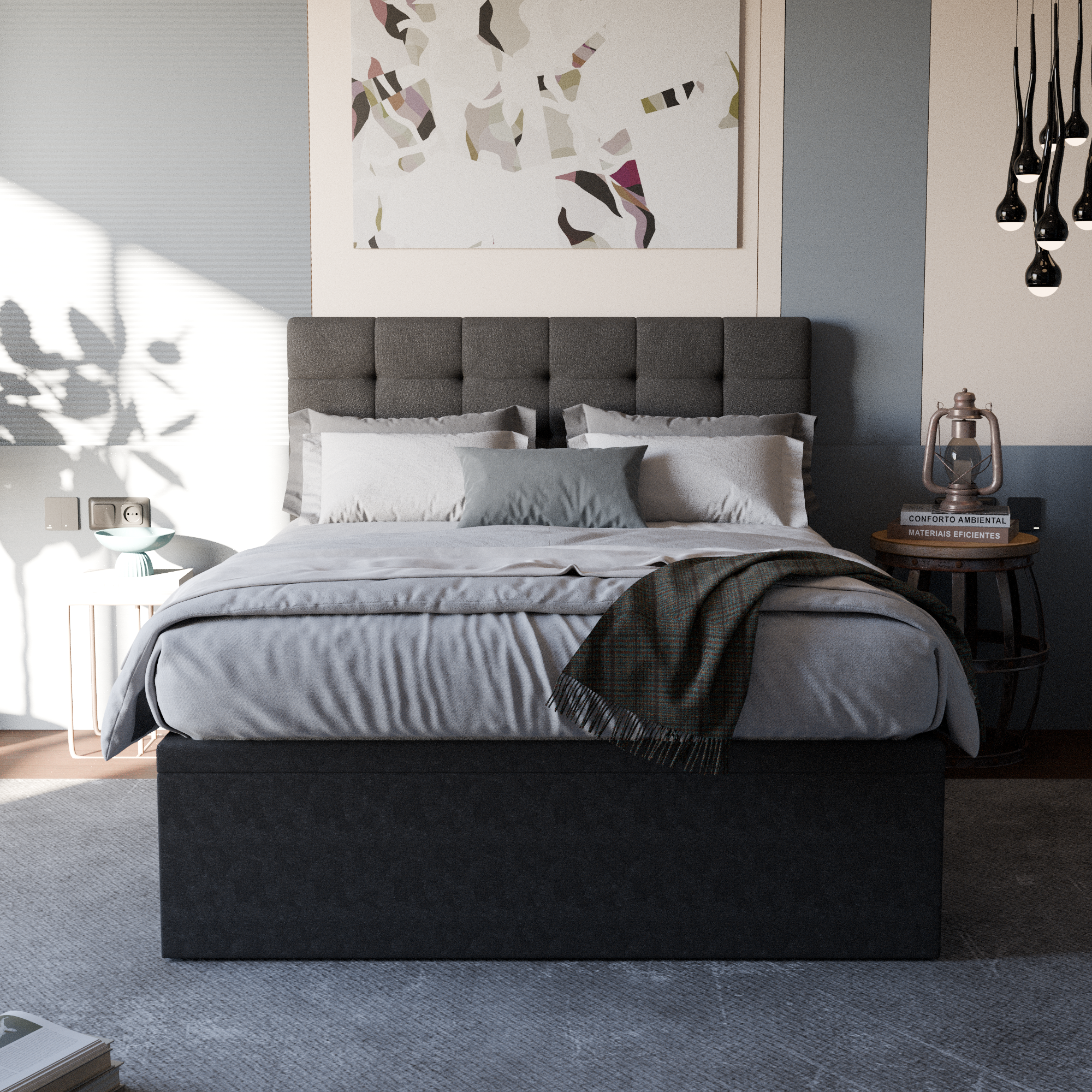 Edith Fabric Storage Bed (Water Repellent)