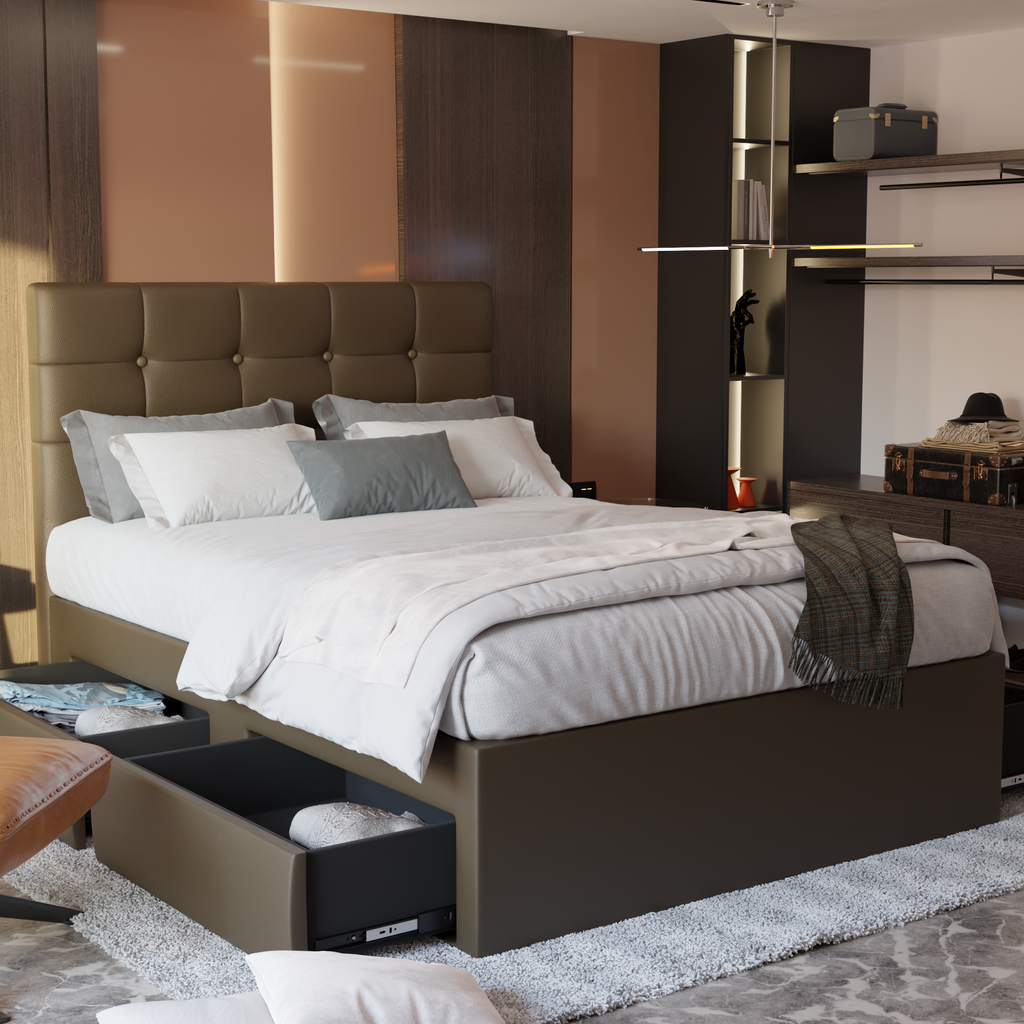 Ellie Faux Leather Drawer Bed Frame